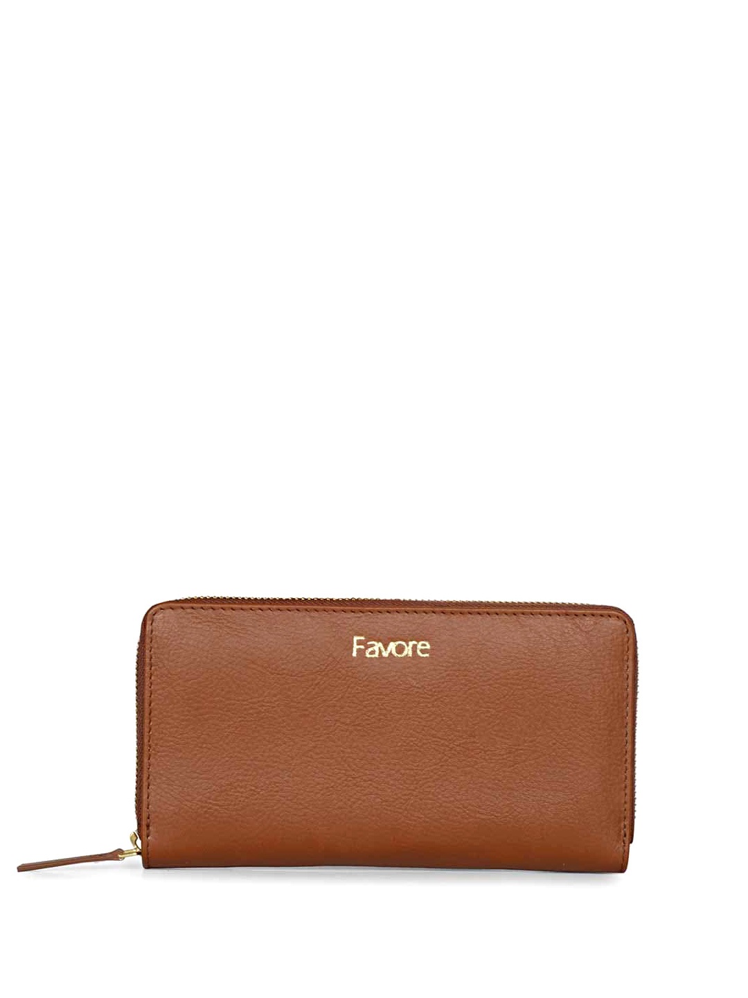 

Favore Leather Purse with Zip Closure, Brown