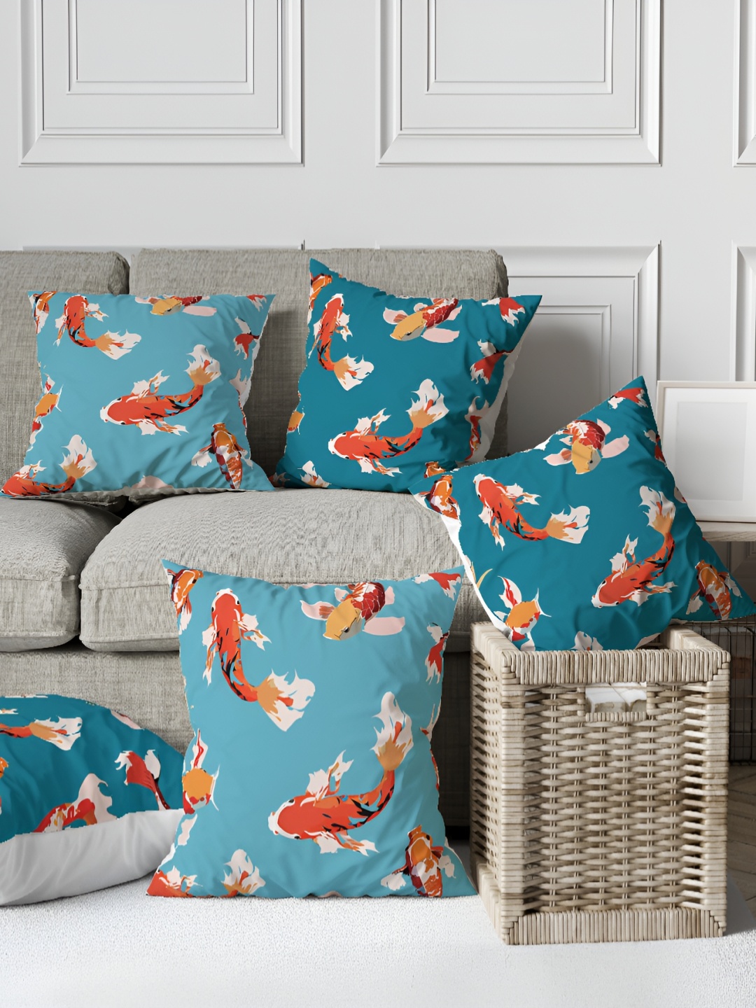 

Astitva Blue & Rust 5 Pcs Cartoon Characters Square Cushion Covers