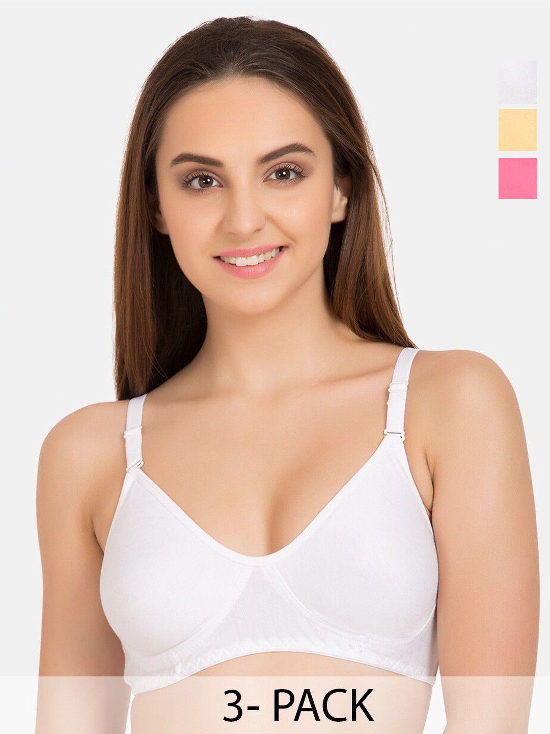 

Tweens Pack Of 3 Full Coverage Cotton Non Padded T-Shirt Bra All Day Comfort, Yellow