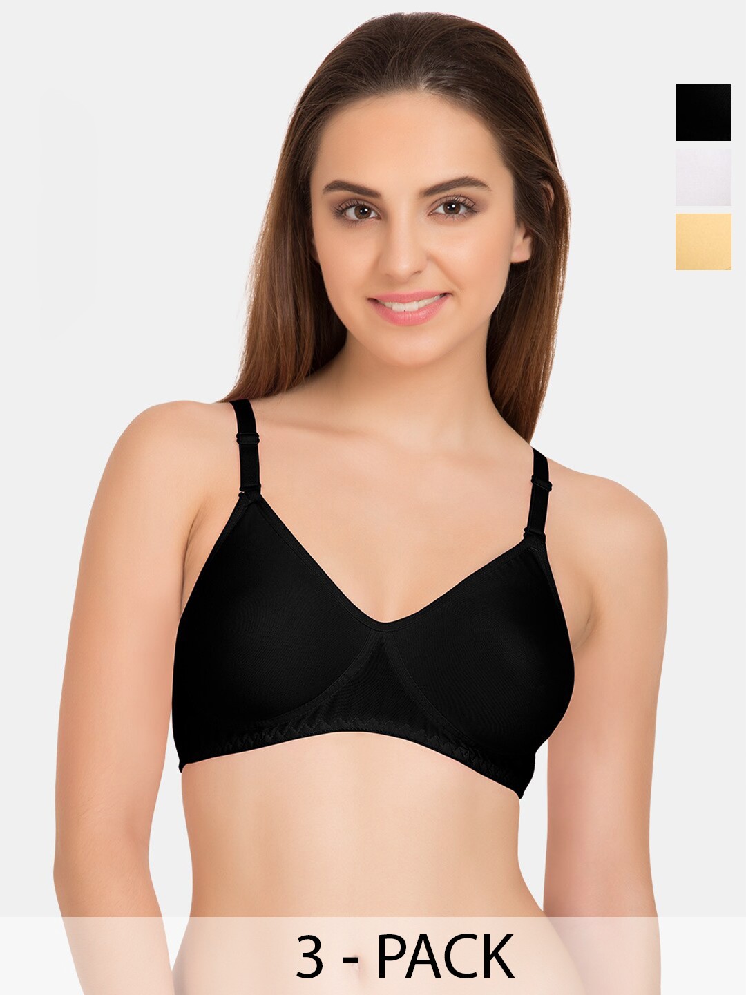 

Tweens Pack Of 3 Full Coverage Cotton Non Padded T-Shirt Bra All Day Comfort, Yellow