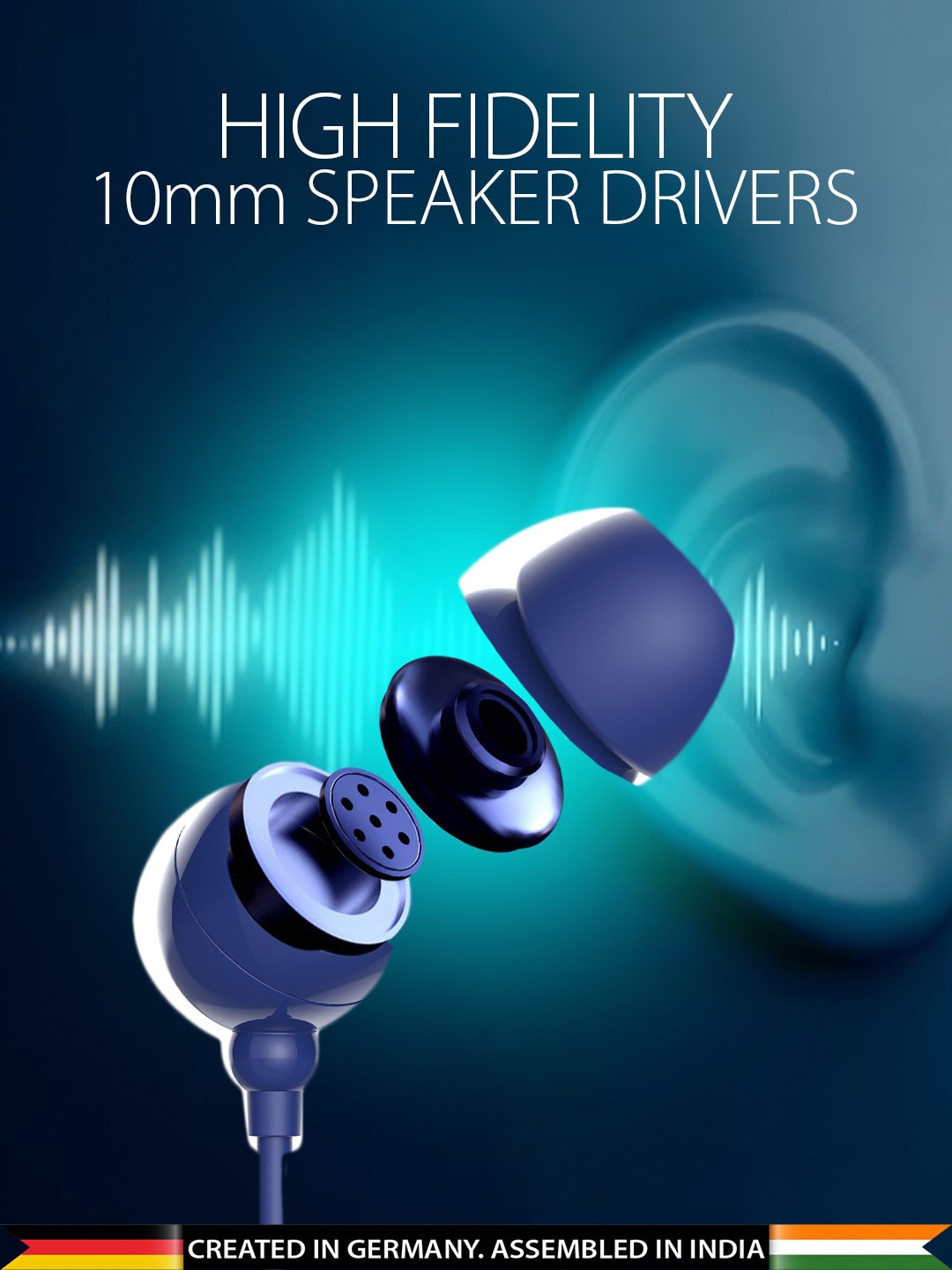 

BLAUPUNKT EM06 In-Ear Wired Earphone with Mic & Deep Bass, Blue