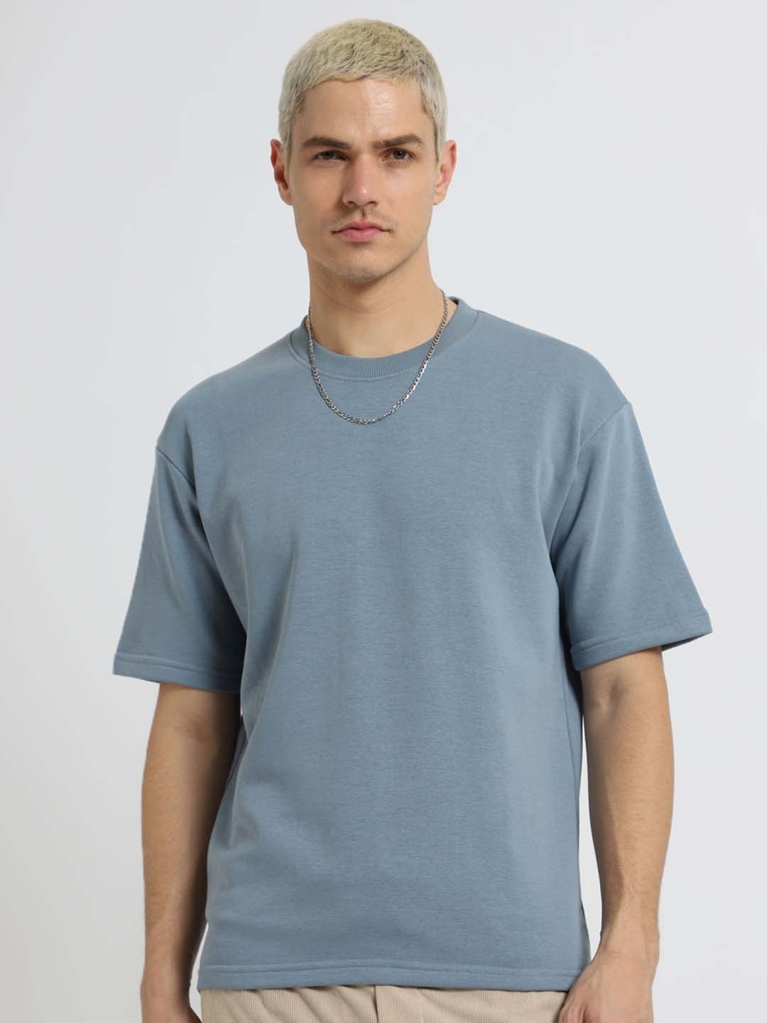 Banana Club Drop-Shoulder Cotton Oversized T-shirt, Blue