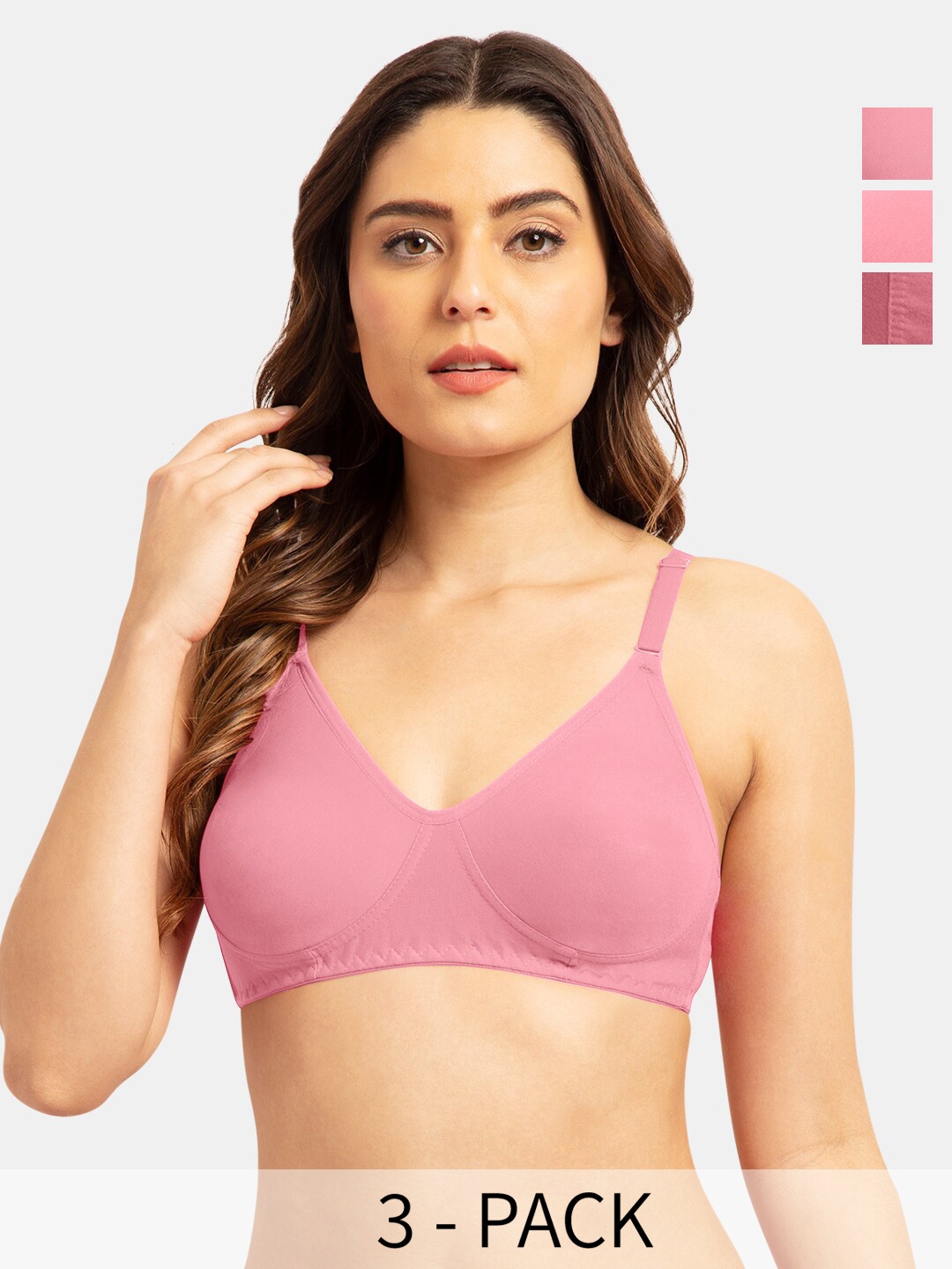 

Tweens Pack Of 3 Full Coverage Cotton Non Padded T-Shirt Bra All Day Comfort, Purple