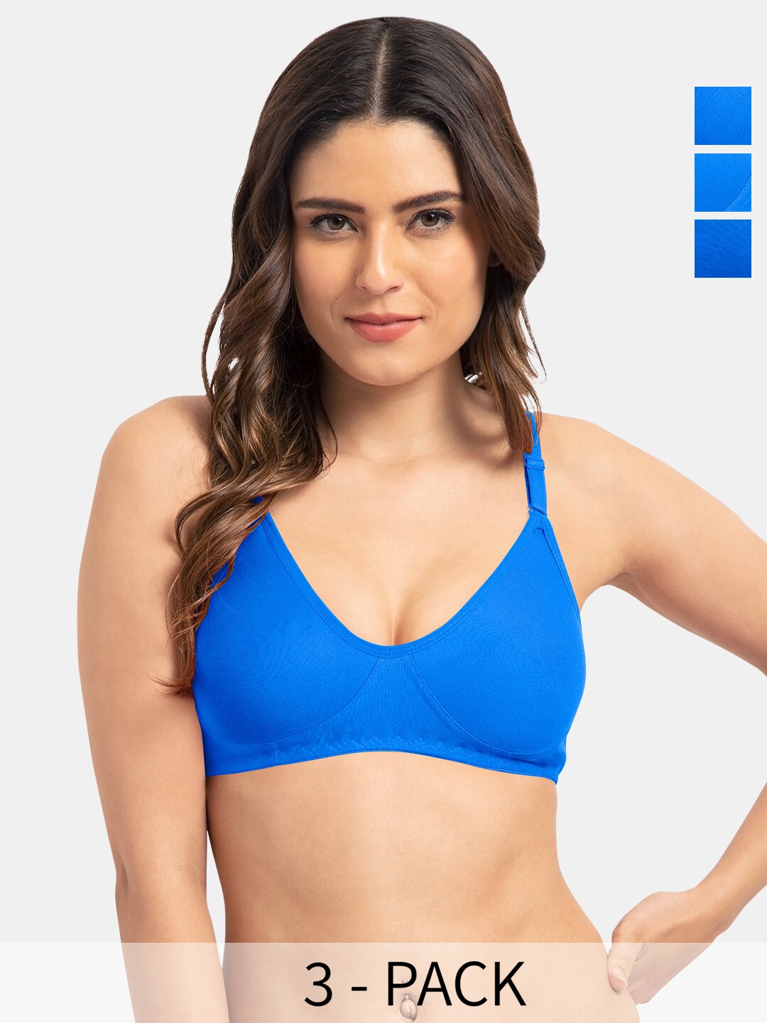 

Tweens Pack Of 3 Full Coverage Non Padded T-Shirt Bra All Day Comfort, Blue