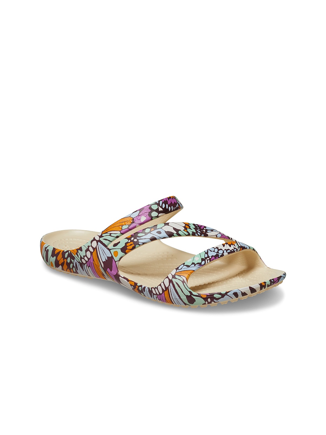 Crocs Printed Croslite Open Toe Flats, Blue