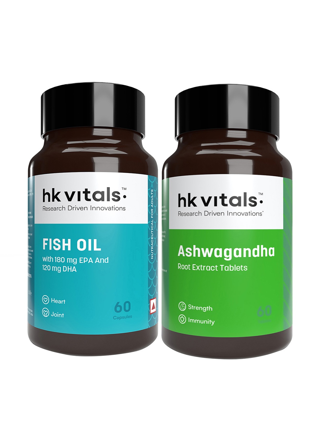 

HK VITALS Ashwagandha Tablets - 60 Tablets & Fish Oil Capsules - 60 Capsules, White