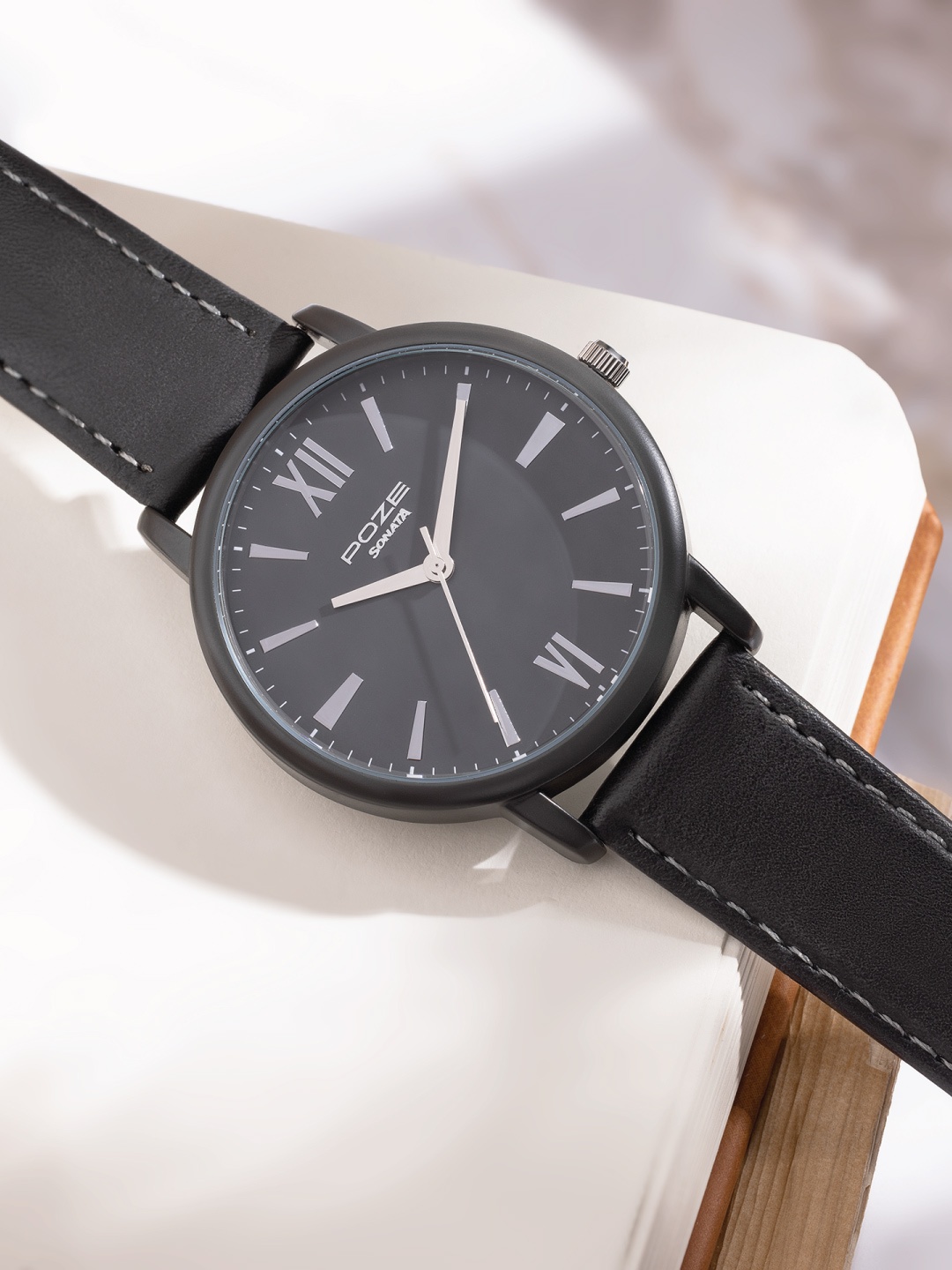

Sonata Poze Men Leather Straps Analogue Watch SP70039KL02W, Grey