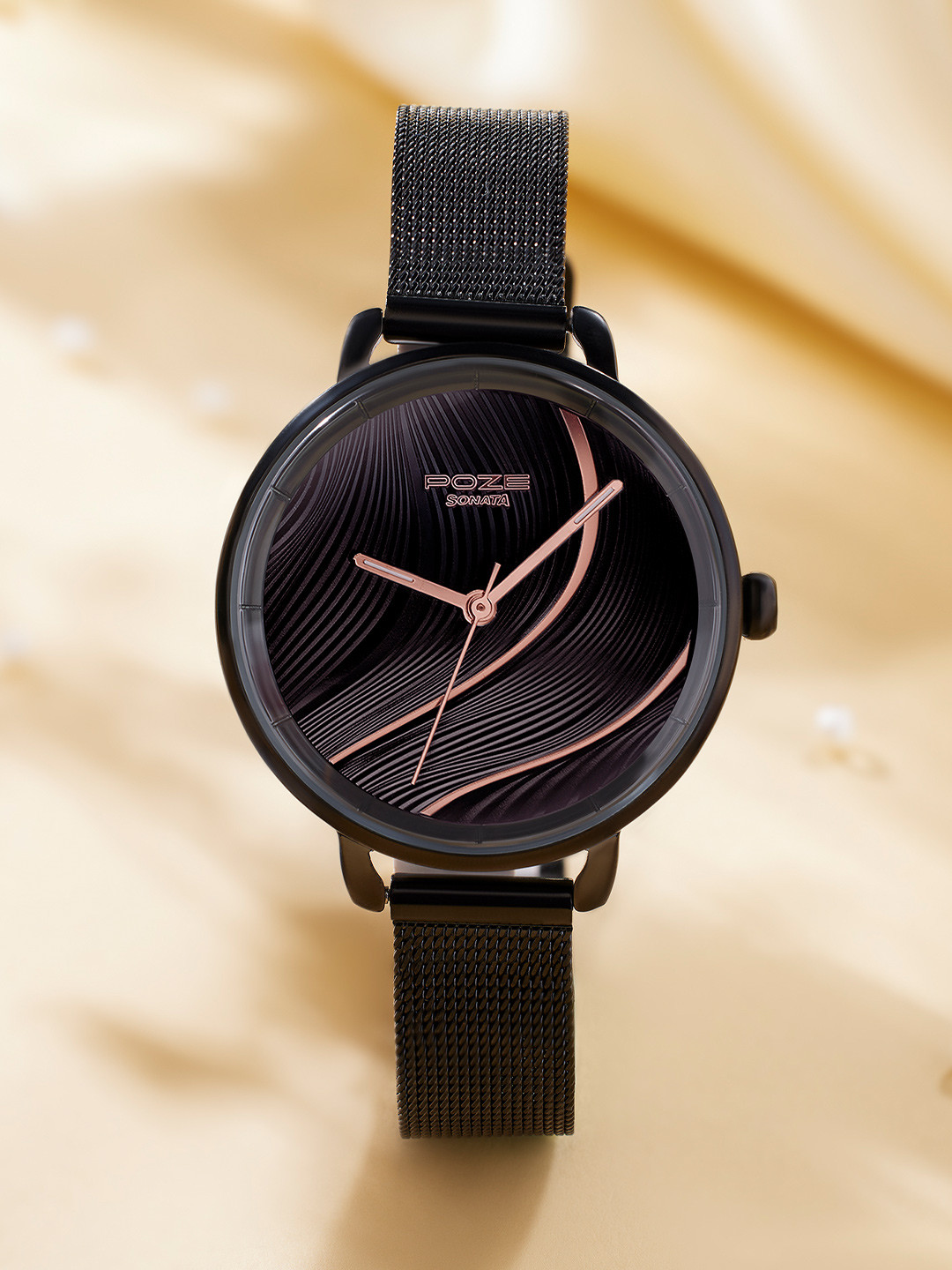 

Sonata Poze Women Bracelet Style Straps Analogue Watch SP80071NM01W, Black