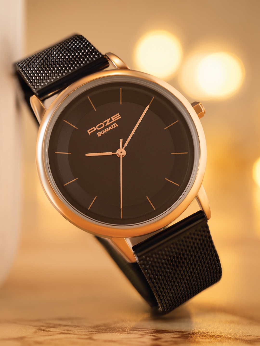 

Sonata Poze Women Dial & Bracelet Style Straps Analogue Watch SP80062KM01W, Black