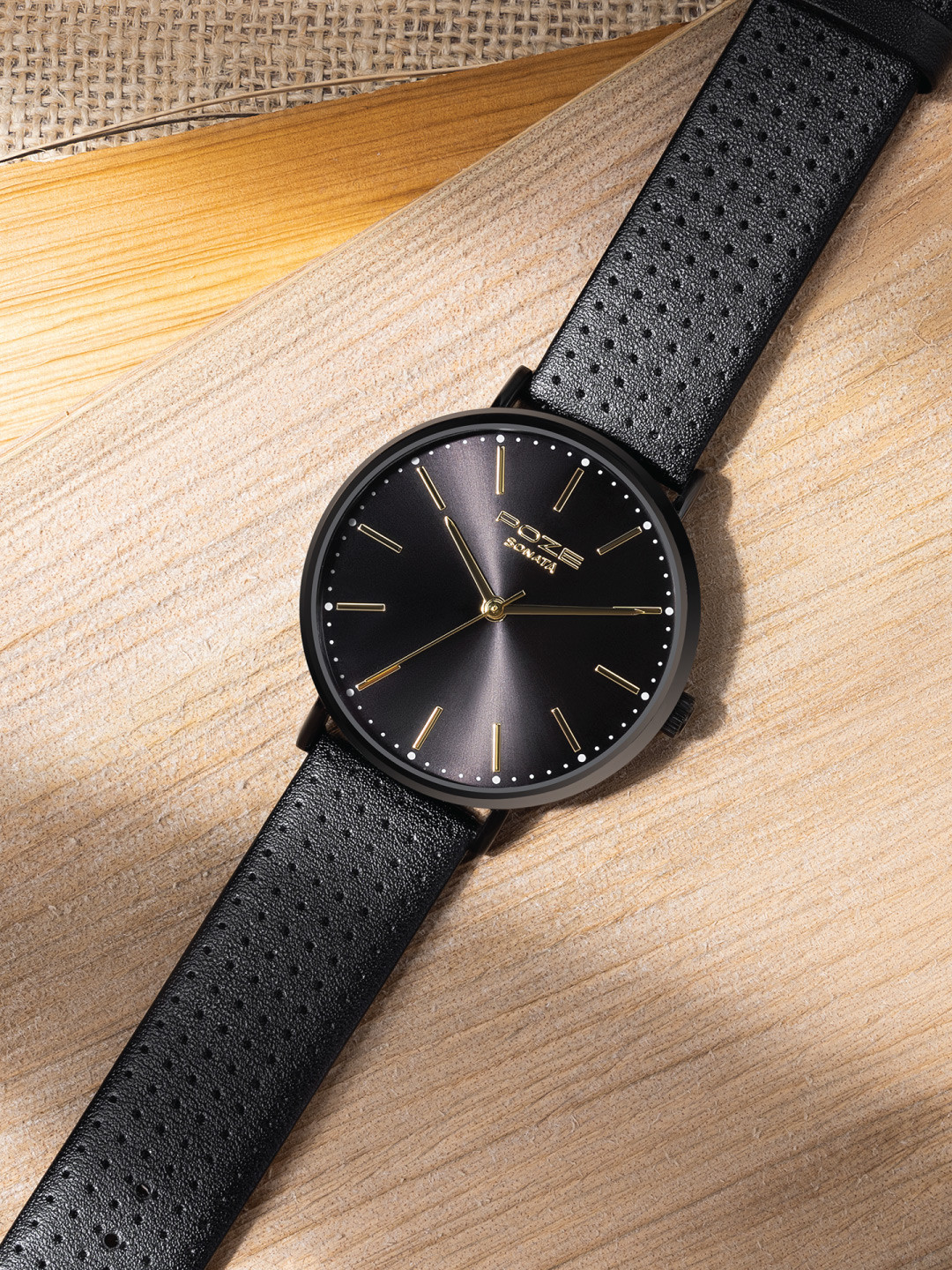 

Sonata Poze Men Embellished Dial & Leather Straps Analogue Watch SP70025NL01W, Black