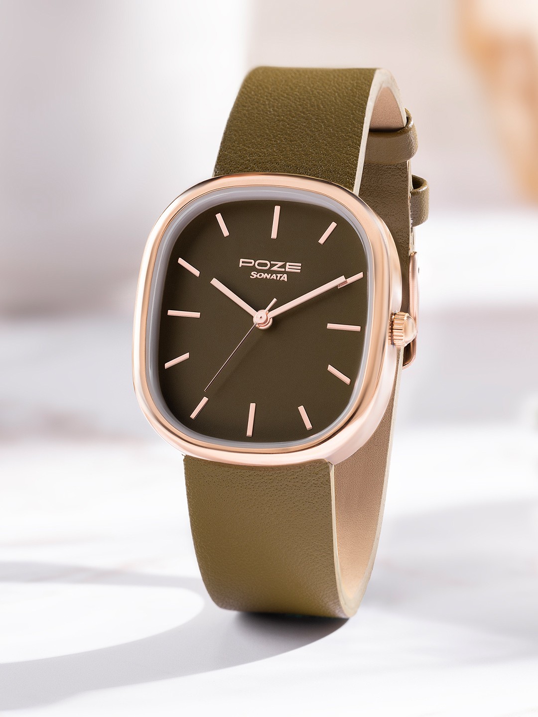 

Sonata Poze Women Textured Dial & Leather Straps Analogue Watch SP80074WL01W, Brown