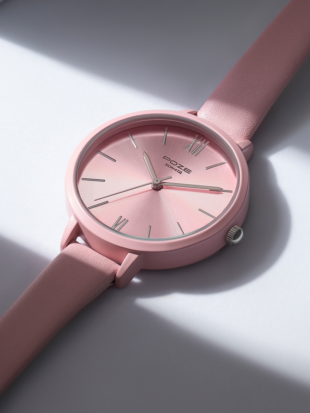 

Sonata Poze Women Leather Straps Analogue Watch SP80075KL01W, Pink