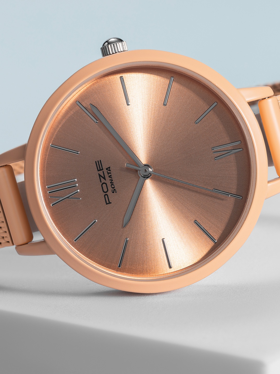 

Sonata Poze Women Bracelet Style Straps Analogue Watch SP80075KM04W, Peach
