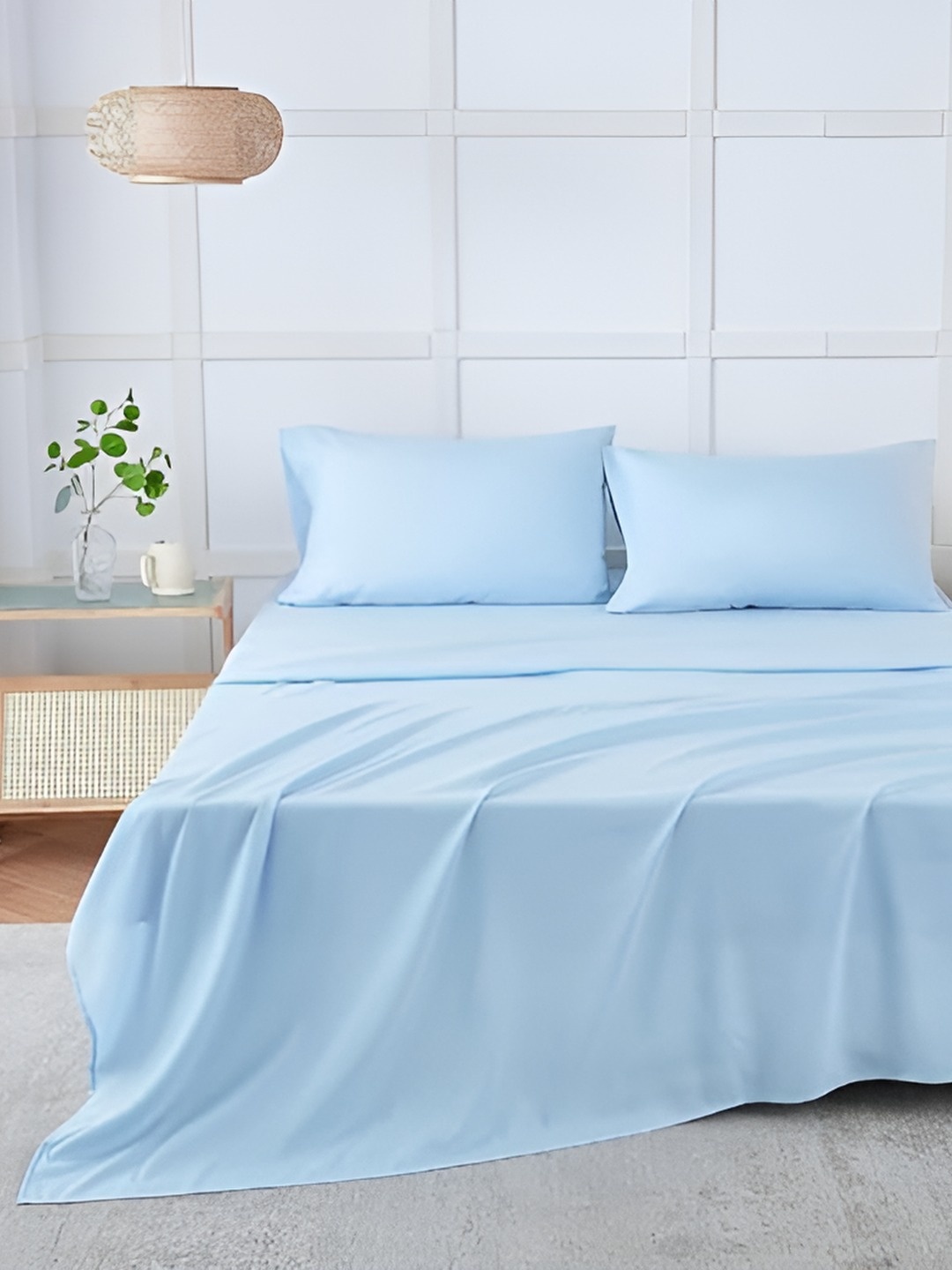 

Bajo's Turquoise Blue Cotton 300 TC Queen Bedsheet with 2 Pillow Covers