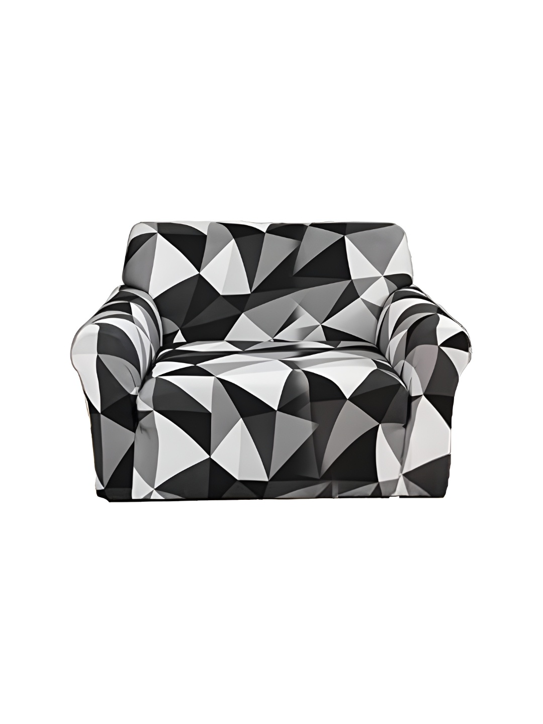 

Furshine Black & White Checked Single Seater Sofa Cover With Arms