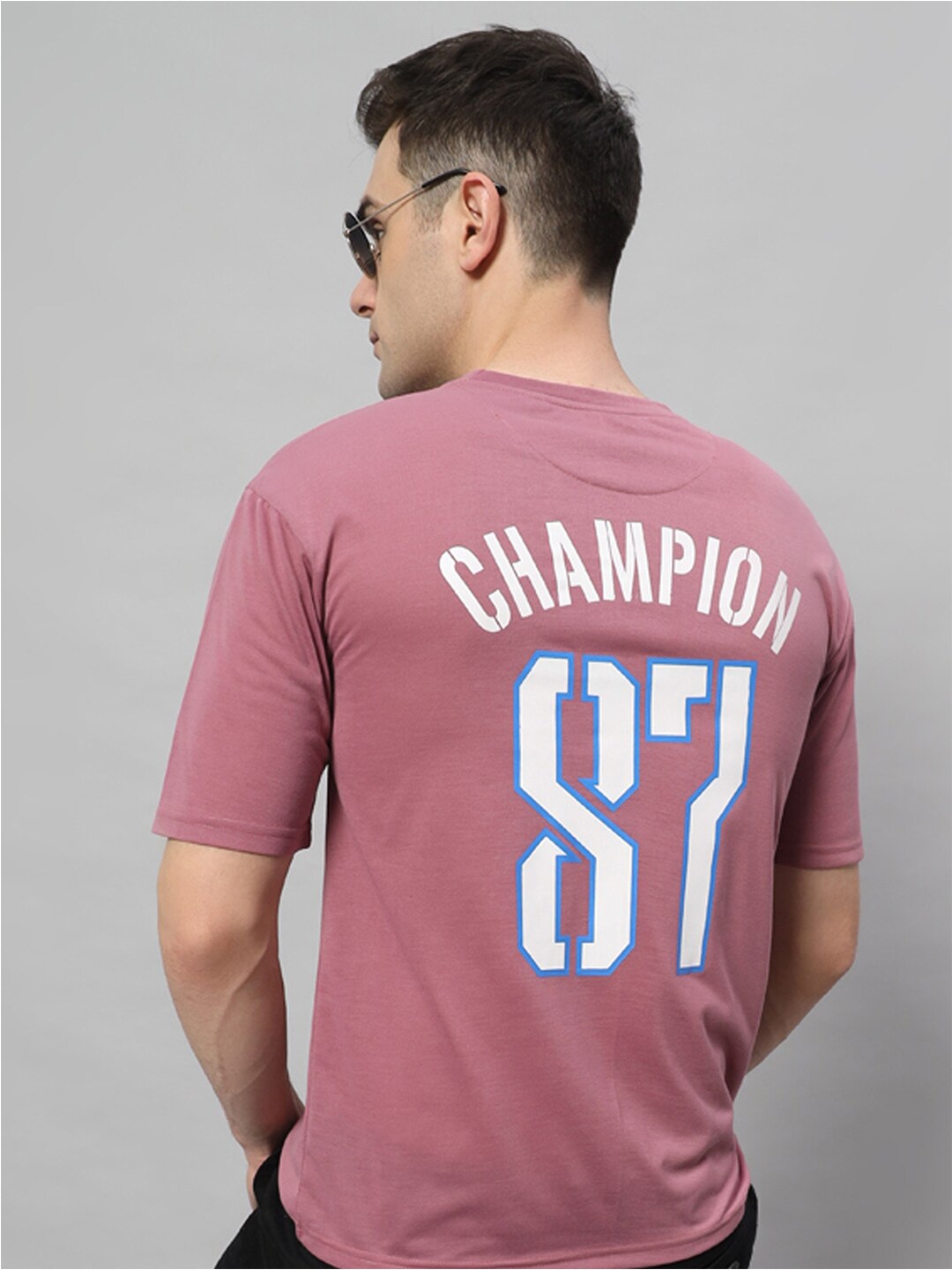 

Obaan Typography Printed Round Neck Cotton T-shirt, Purple