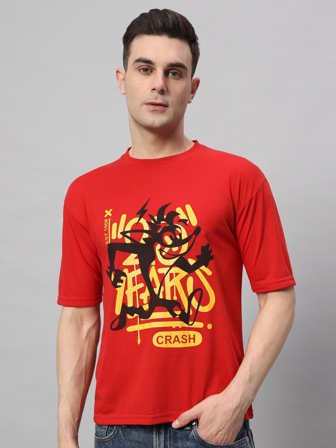 

Obaan Printed Round Neck T-shirt, Rust
