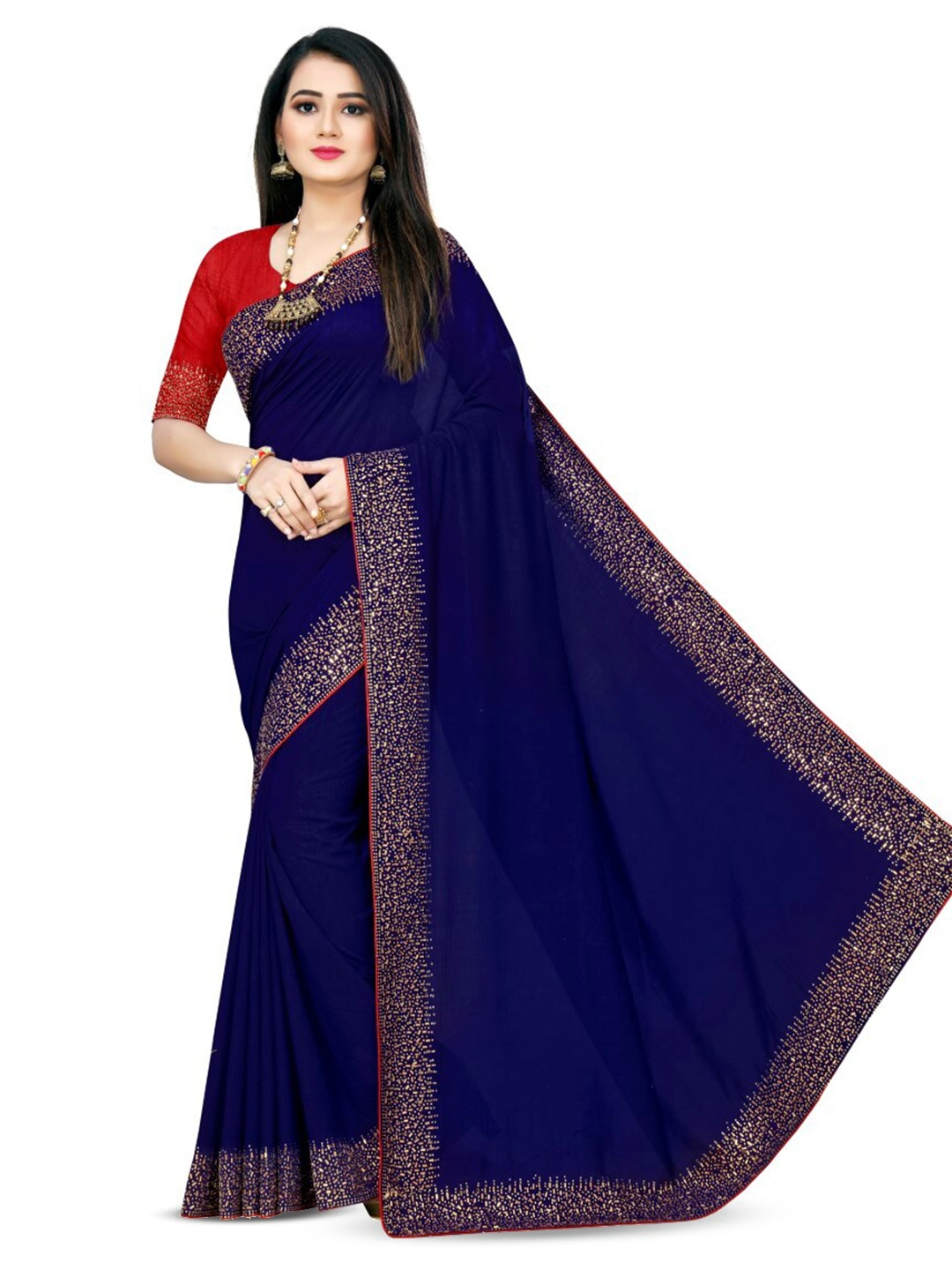 

SHAKTIJEN ENTERPRISE Embellished Ethnic Saree, Navy blue