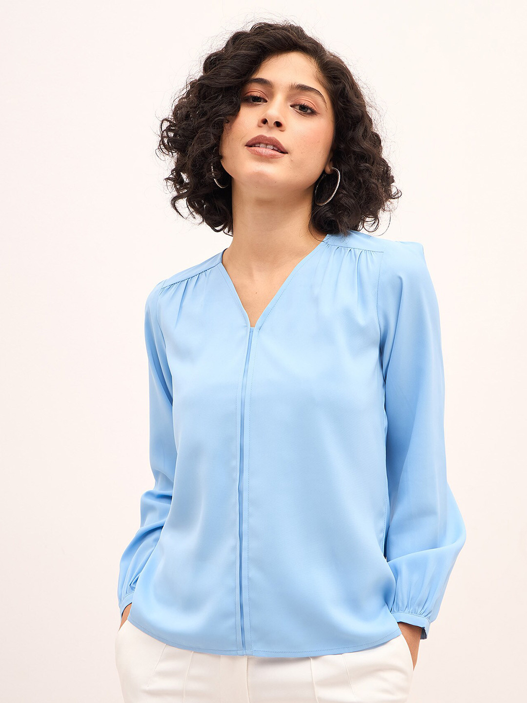 

SALT ATTIRE Long Sleeves V-Neck Top, Blue