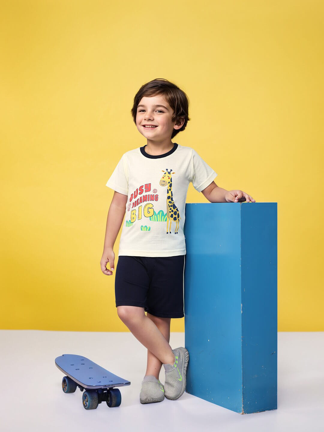 

Toonyport Boys Graphic Printed Pure Cotton Top with Shorts, Cream