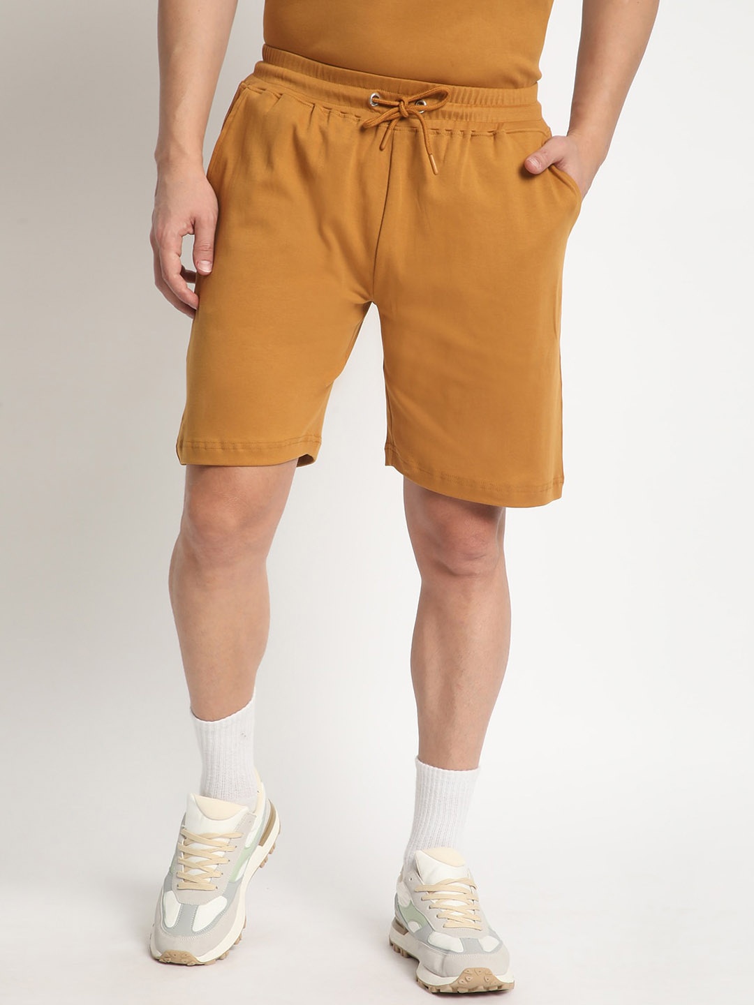 

Bene Kleed Men Mid-Rise Pure Cotton Oversized Shorts, Brown