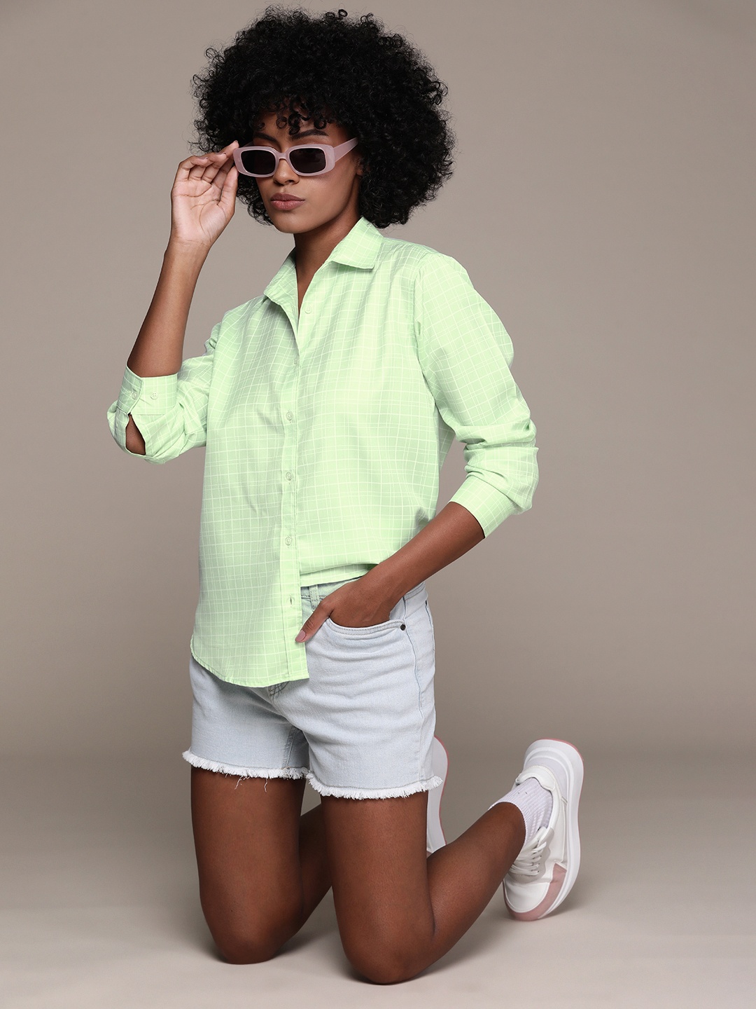 

Roadster Checked Casual Shirt, Sea green