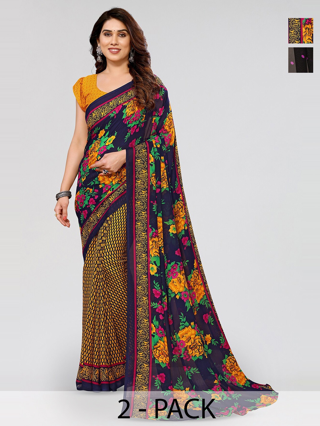 

ANAND SAREES Selection Of 2 Floral Saree, Purple