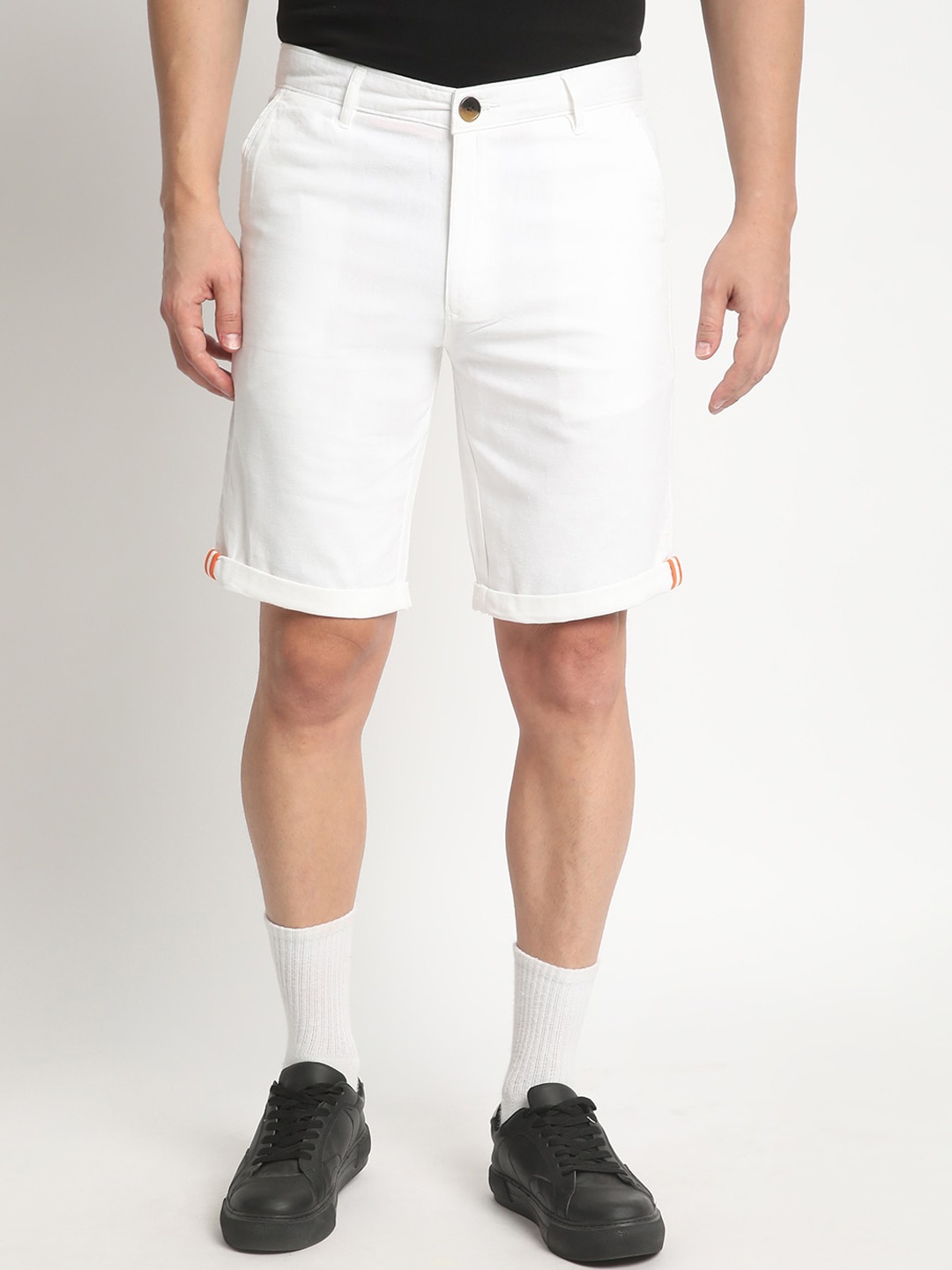 

The Roadster Lifestyle Co. Men White Pure Cotton Mid-Rise Slim Fit Shorts