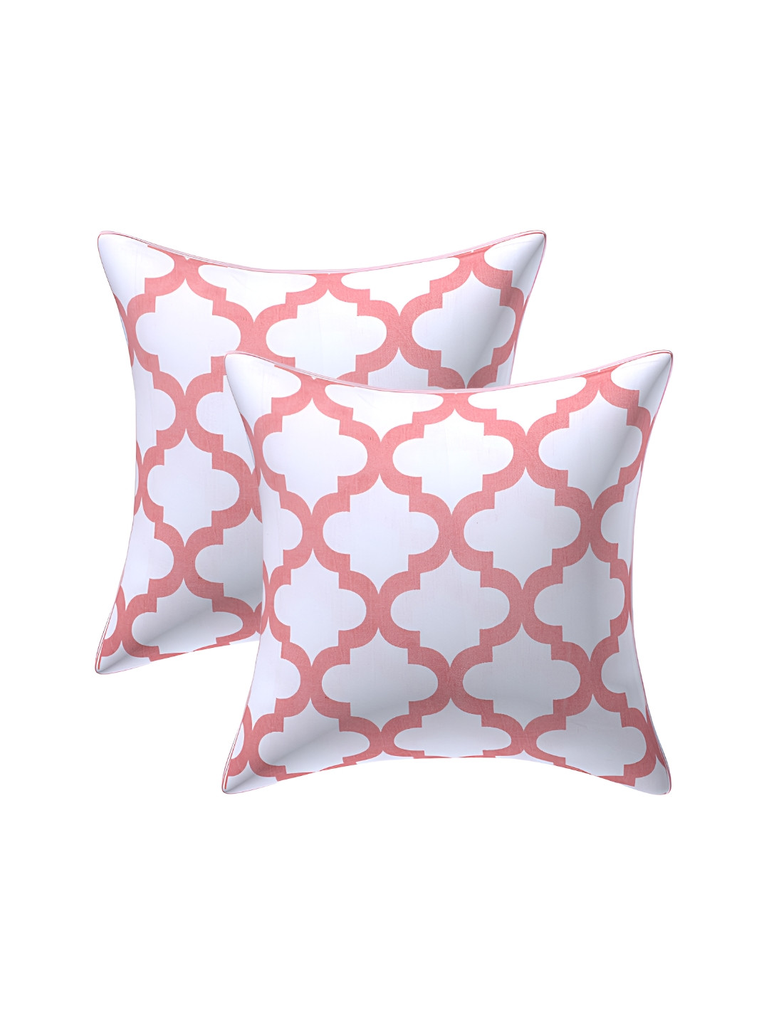 

Texstylers Peach & White 2 Pieces Printed Reversible Cotton Square Cushion Covers