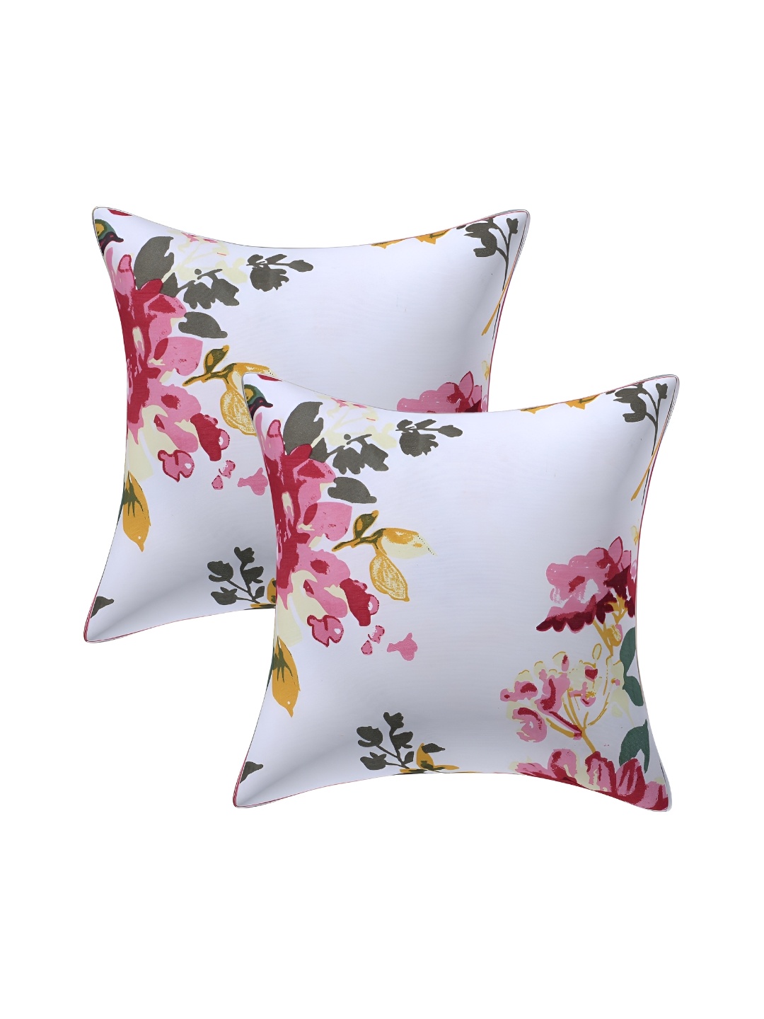 

Texstylers Pink & White 2 Pieces Printed Reversible Cotton Square Cushion Covers