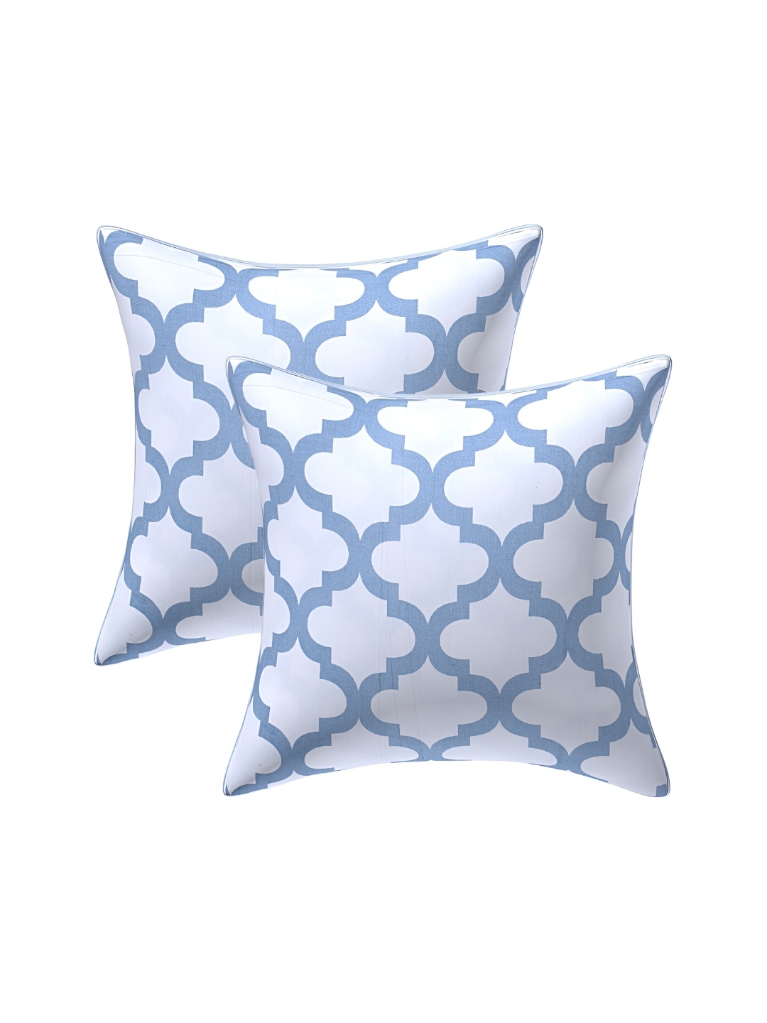 

Texstylers Blue & White 2 Pieces Printed Reversible Cotton Square Cushion Covers
