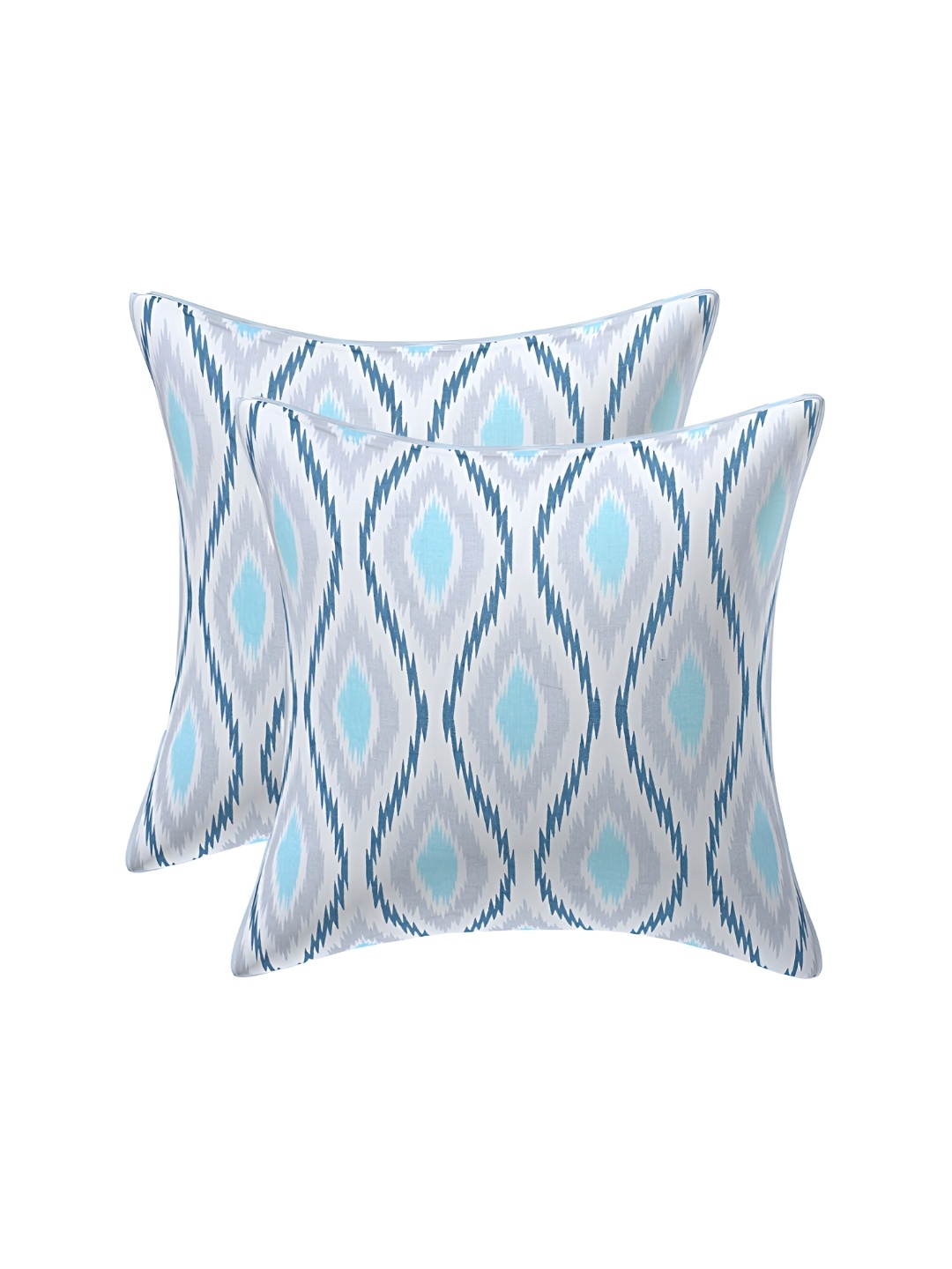 

Texstylers Blue & White 2 Pieces Printed Reversible Cotton Square Cushion Covers