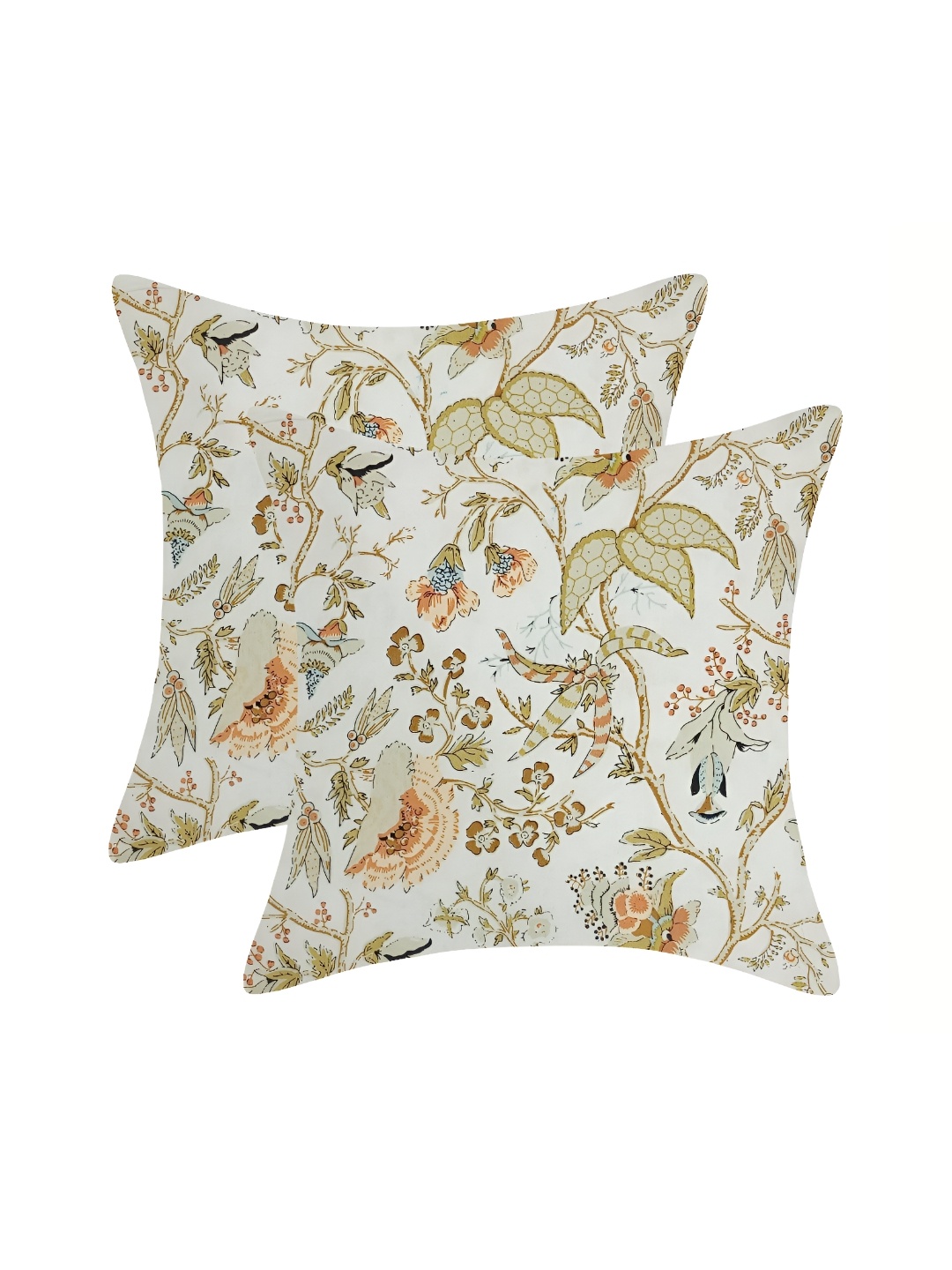 

Texstylers Orange & White 2 Pieces Printed Reversible Cotton Square Cushion Covers