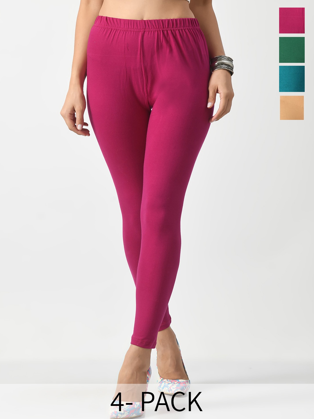 

BAESD Pack Of 4 Slim Fit Ankle Length Leggings, Magenta