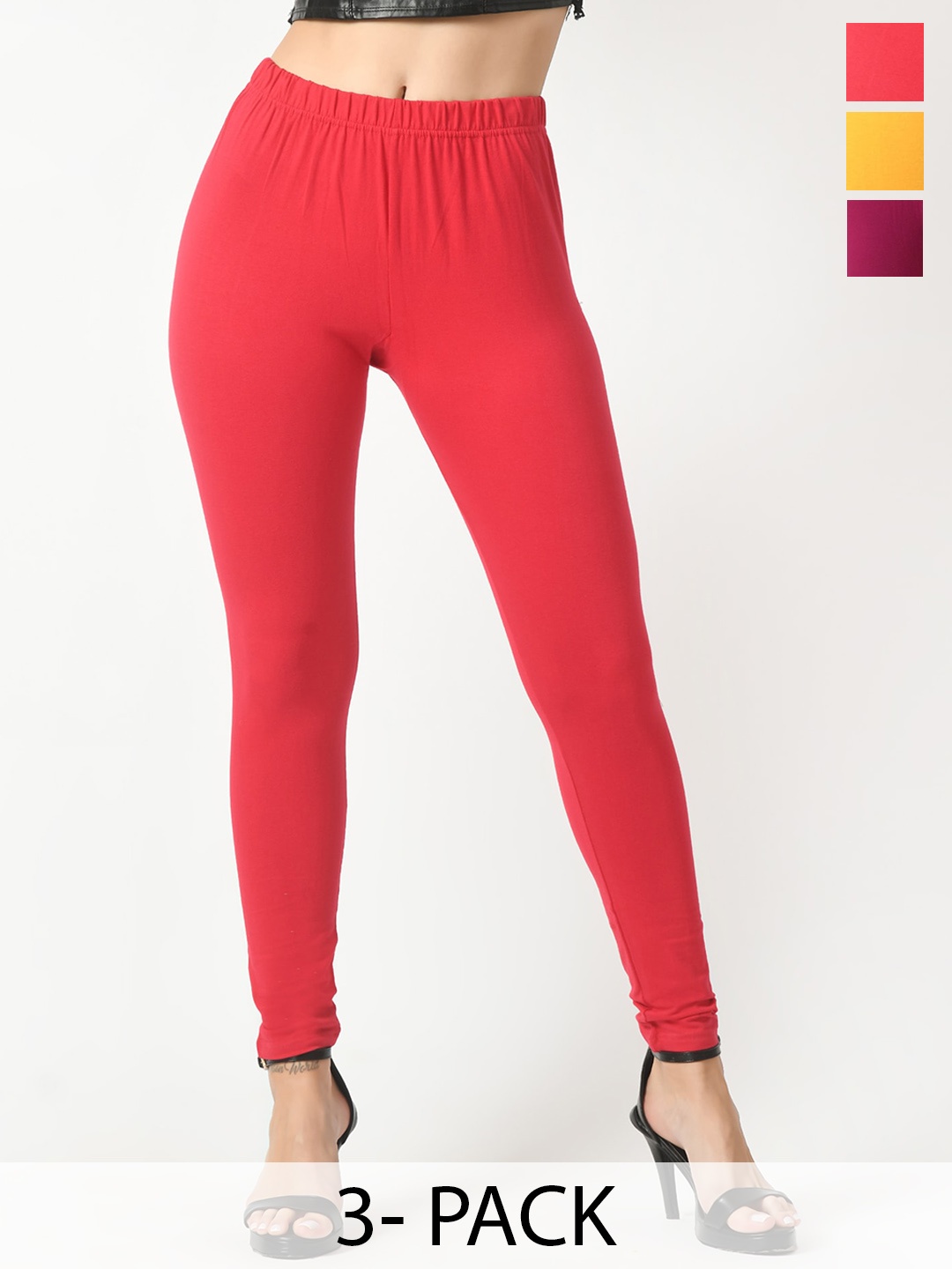 

BAESD Pack Of 3 Slim Fit Ankle Length Leggings, Yellow