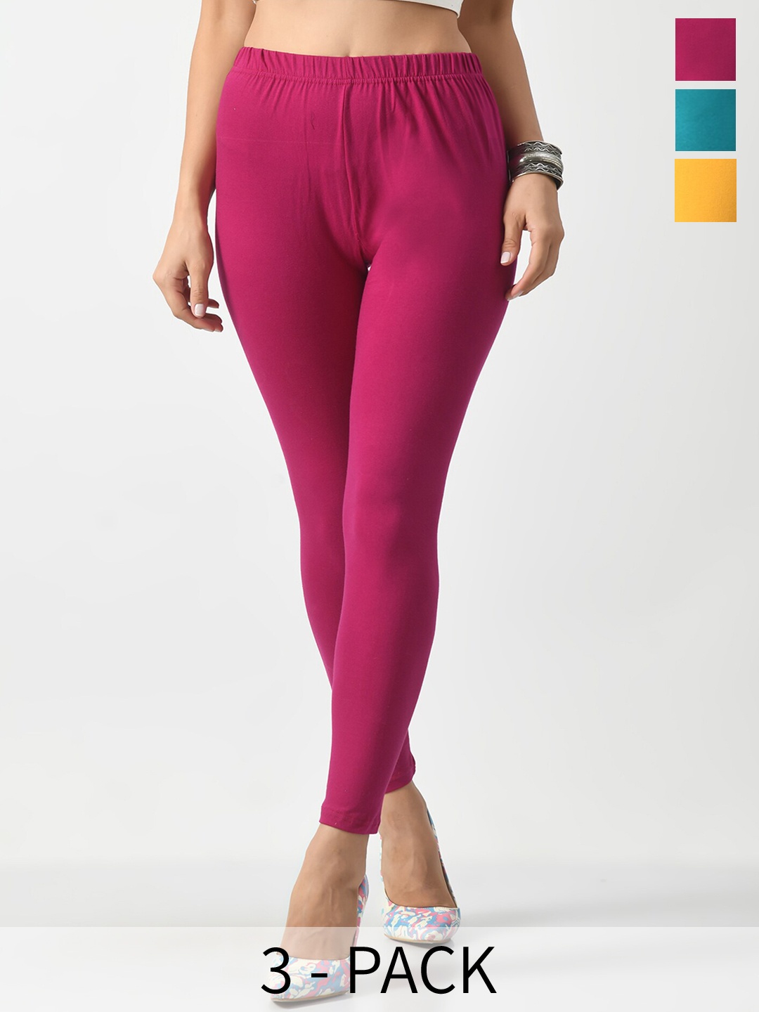 

BAESD Pack Of 3 Slim-Fit Ankle Length Legging, Teal