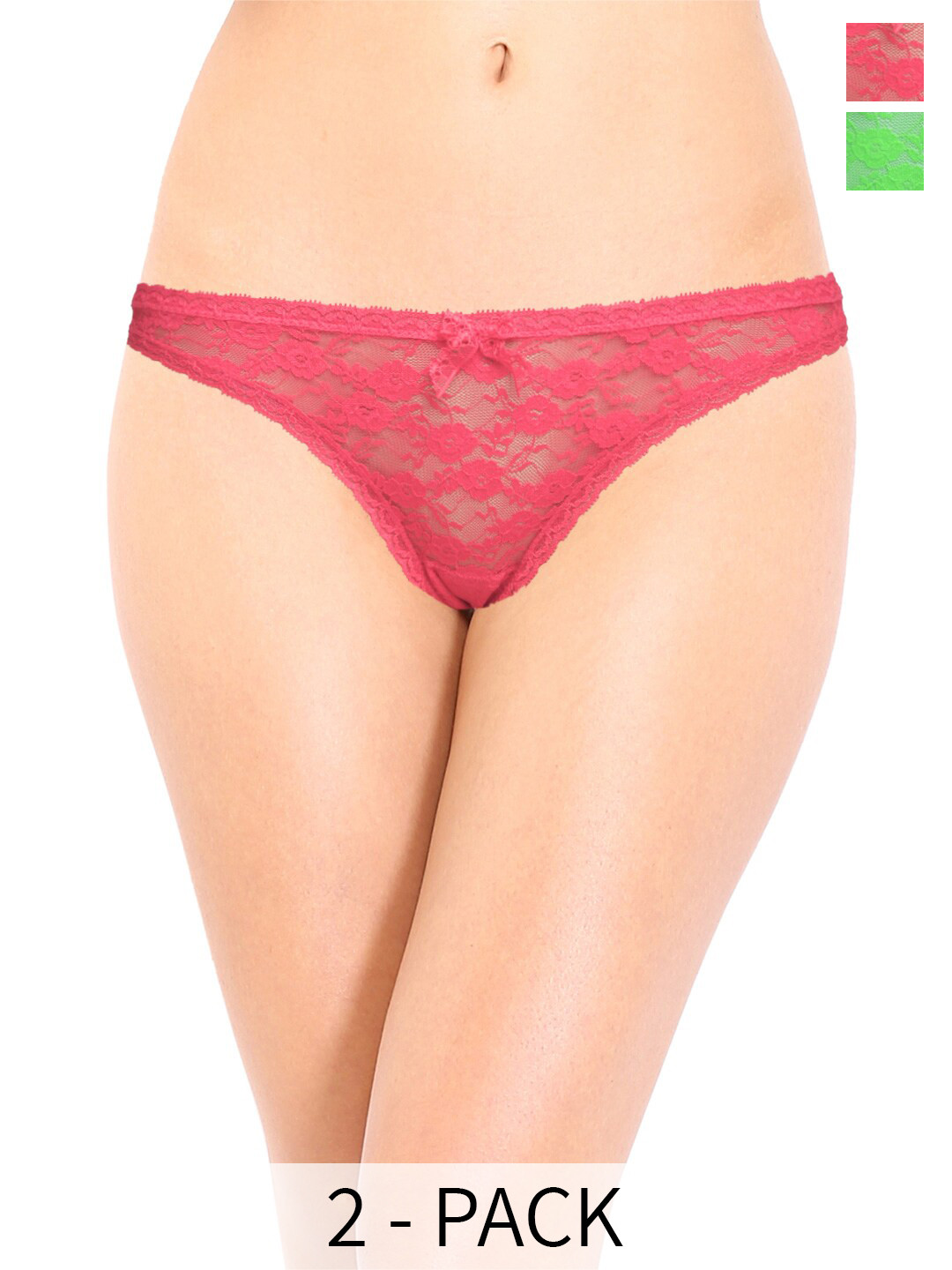 

Soie Pack of 2 Self Designed Bikini Briefs, Pink