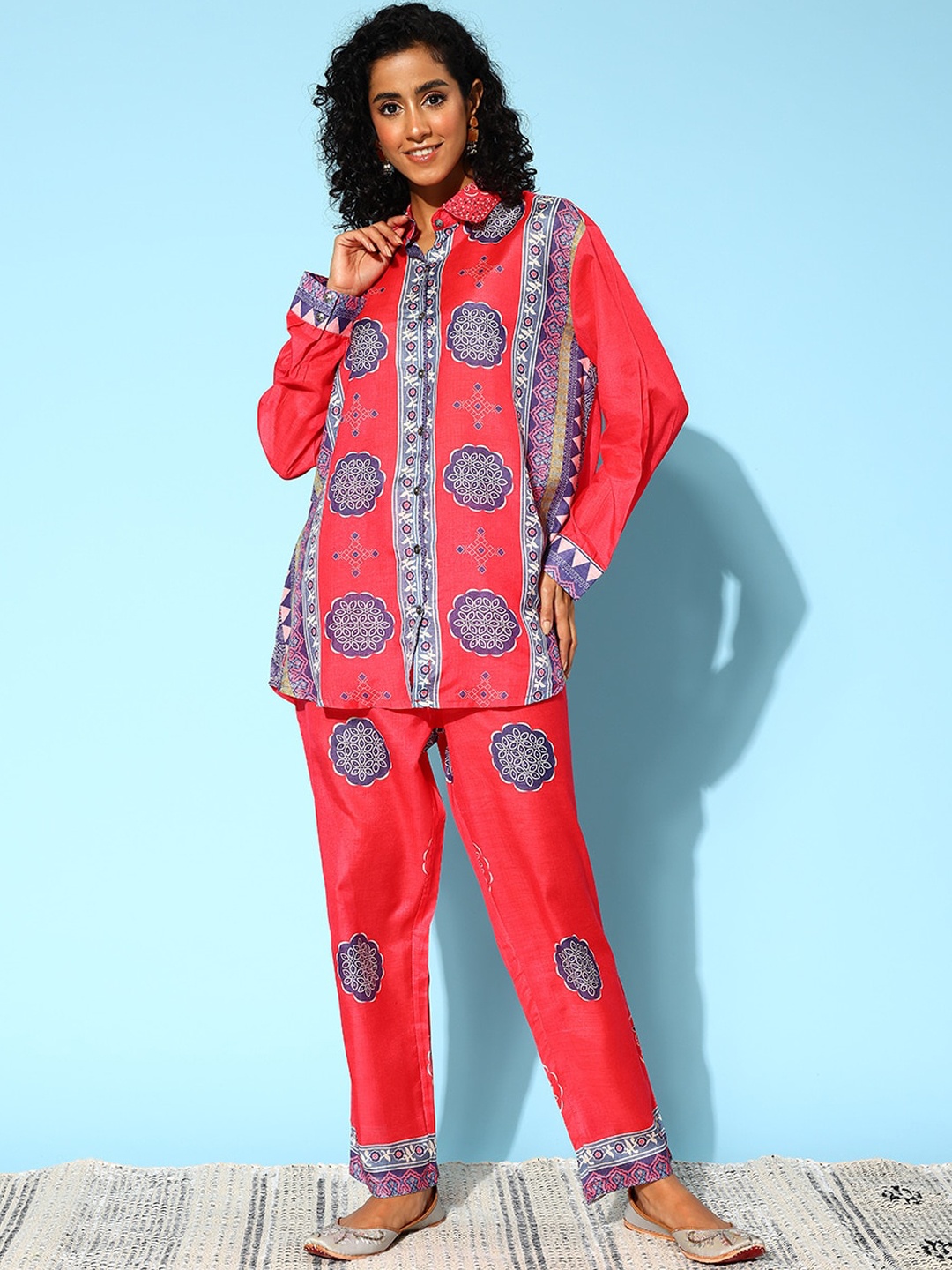 

Runway Dreams Printed Top & Flared Trouser, Red
