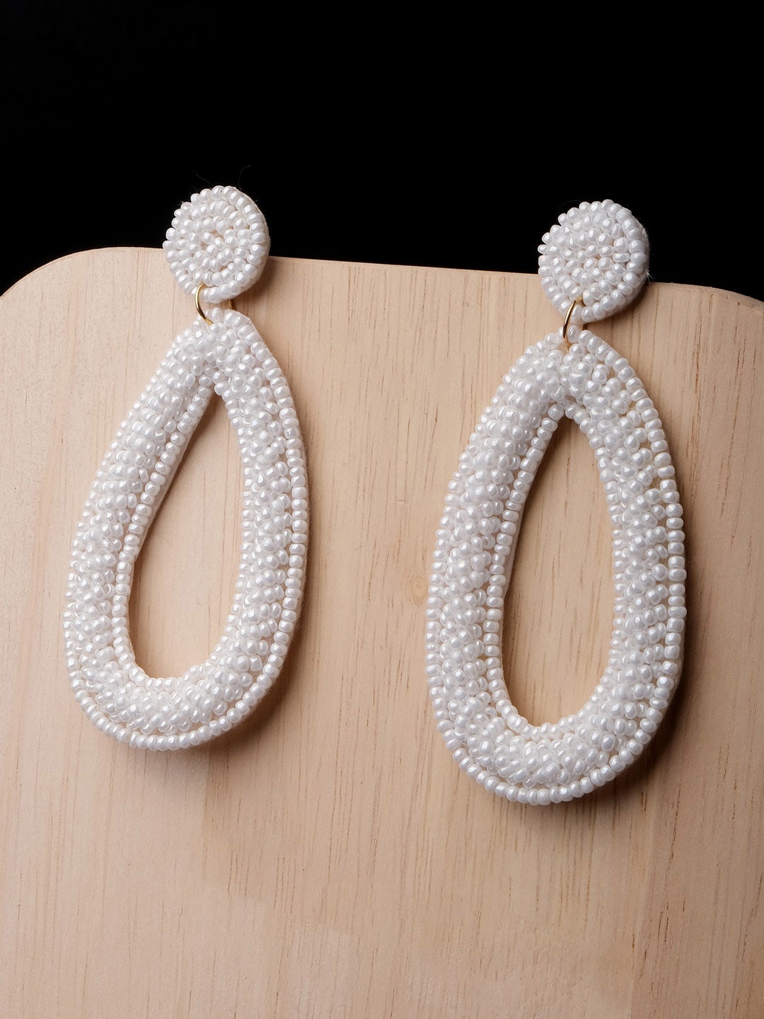 

XPNSV Beaded Teardrop Shaped Hoop Earrings, Gold