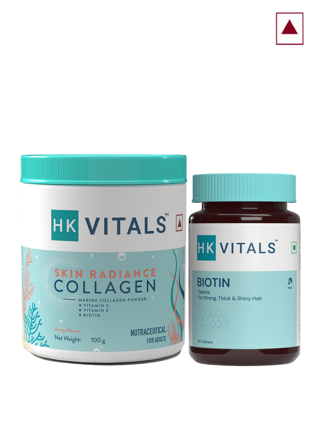

HK VITALS Skin Radiance Collagen - Orange - 100g & Biotin Tablets - 60 Tablets