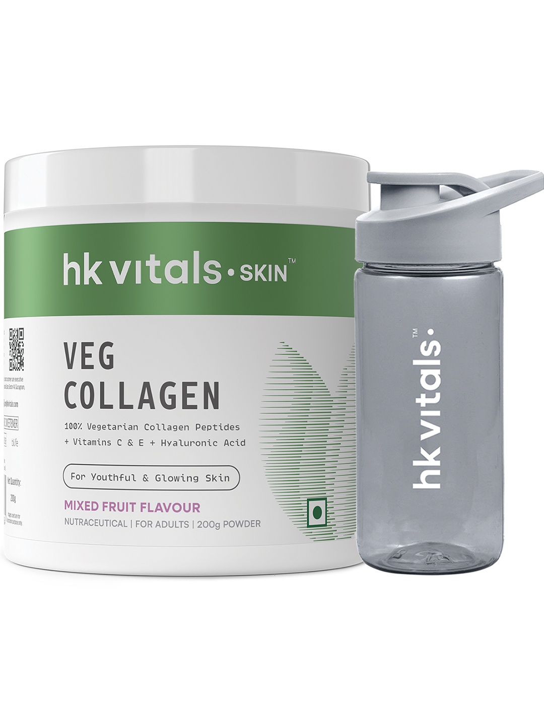 

HK VITALS Skin Radiance Collagen Powder - Mixed Fruit - 200g With Sipper, Green
