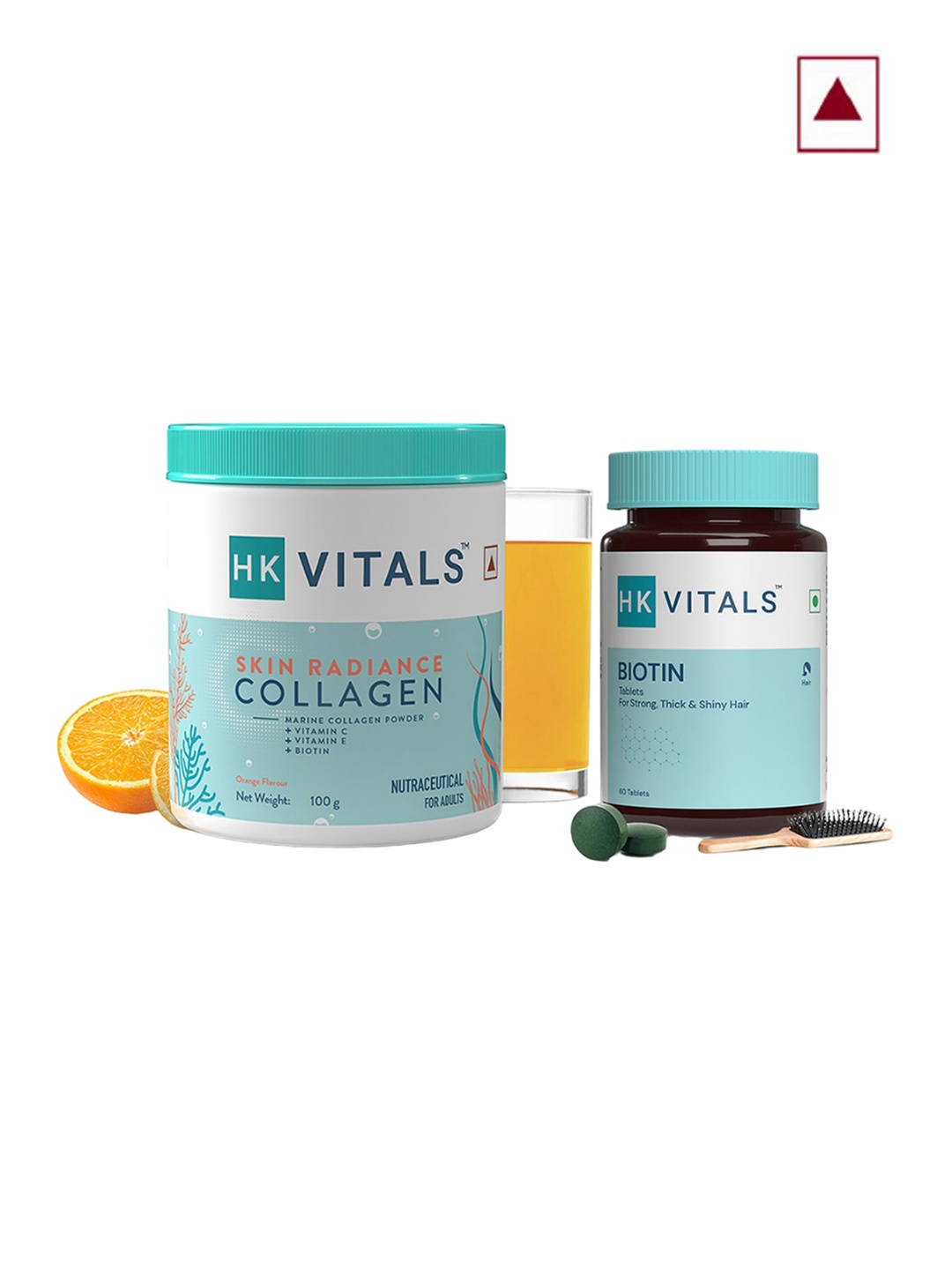 

HK VITALS Skin Radiance Collagen -100g & Biotin Tablets - 60 Tablets, Orange
