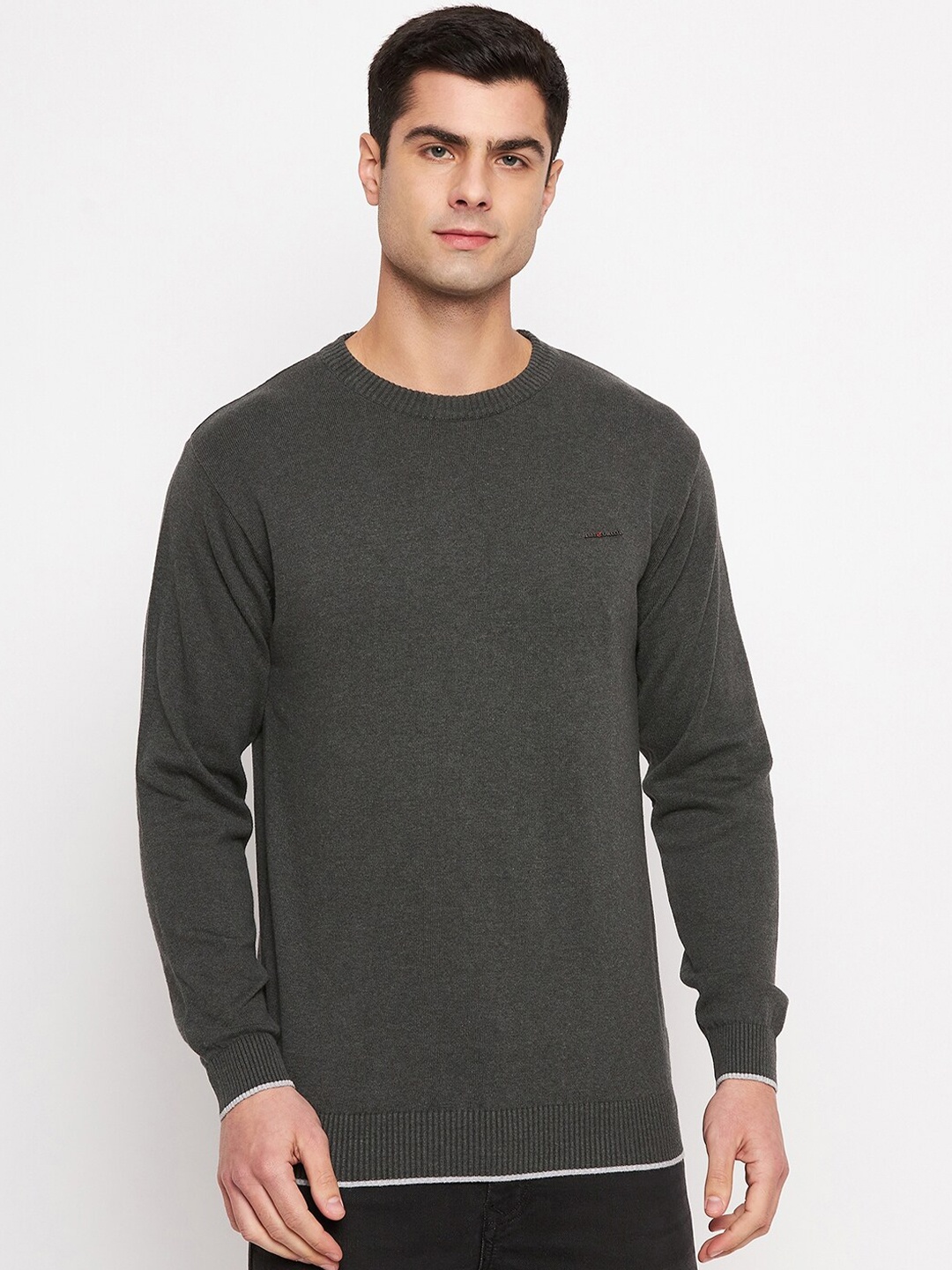 

Duke Round Neck Acrylic Pullover Sweater, Grey