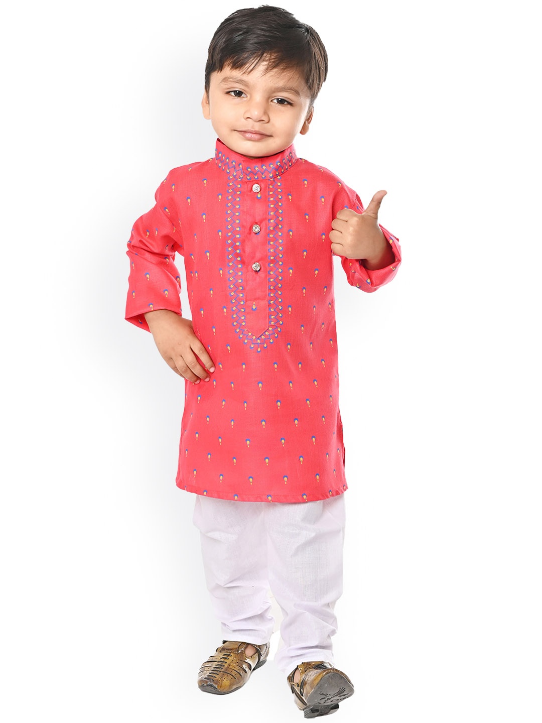 

BAESD Boys Ethnic Motifs Printed Kurta with Pyjamas, Orange