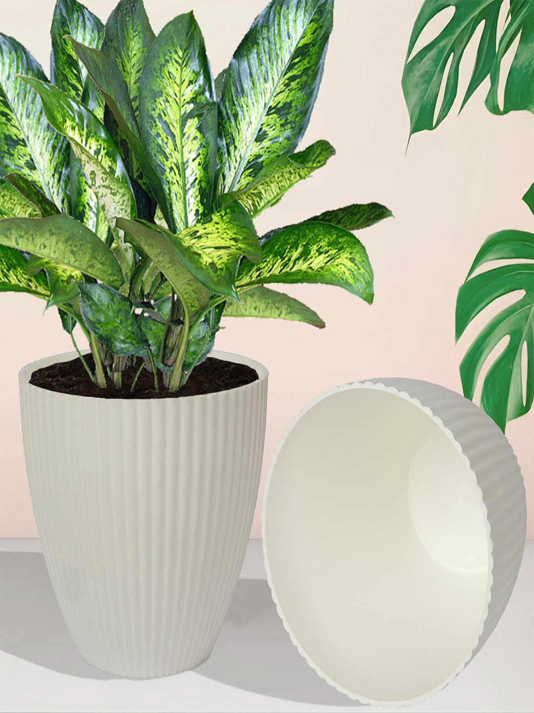 

Kuber Industries White & Yellow 4 Pieces Indoor Planters