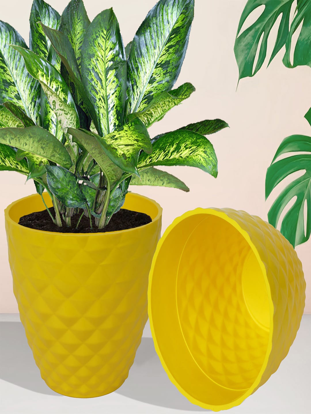 

Kuber Industries Yellow & White 4 Pieces Indoor Planter
