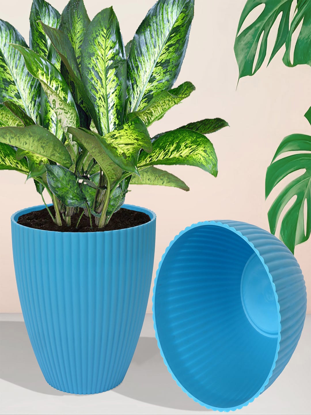 

Kuber Industries Blue & Yellow 4 Pieces Indoor Planter