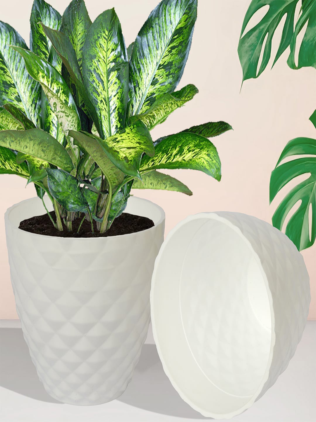 

Kuber Industries White 4 Pieces Indoor Planter