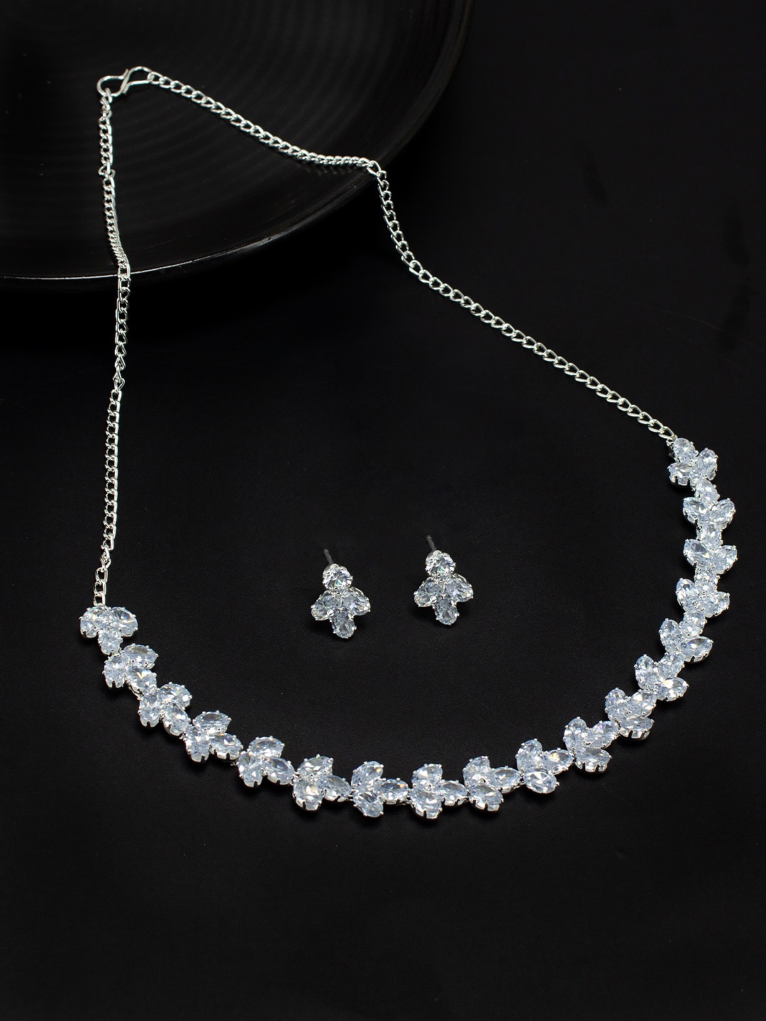 

PRIVIU Silver Plated Cubic Zirconia Necklace and Earrings