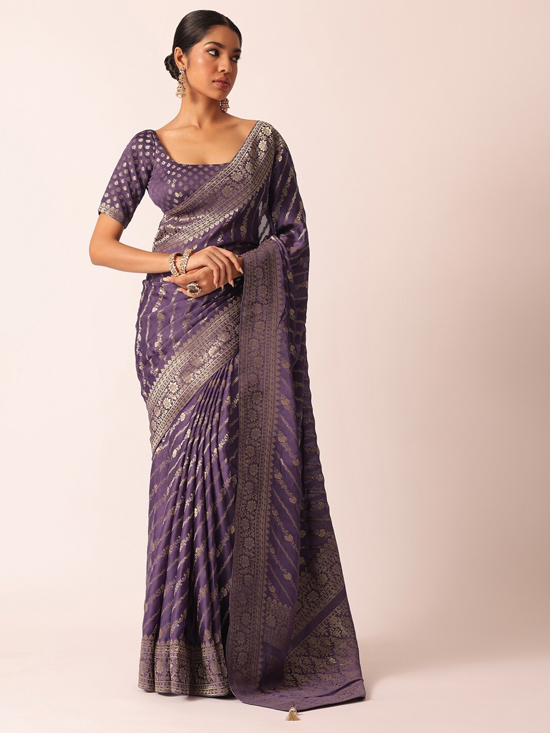 

KALKI Fashion Ethnic Motifs Woven Design Zari Saree, Purple
